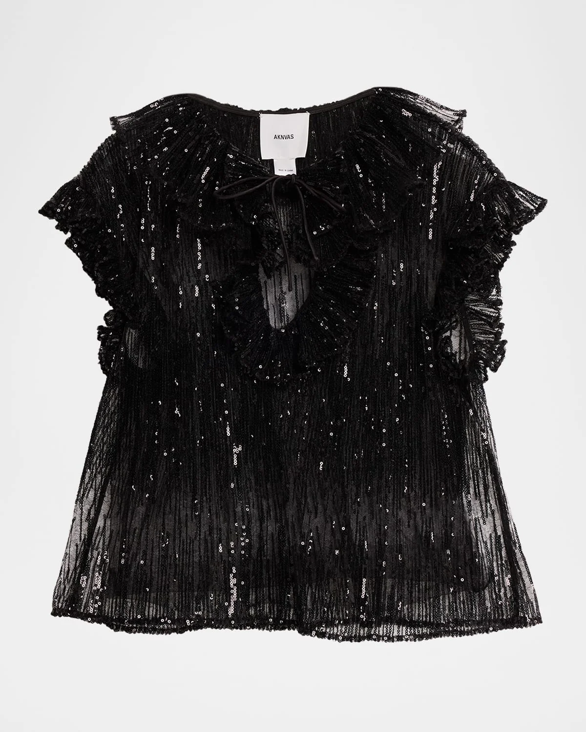 Este Sequined Ruffle Tulle Top - 1