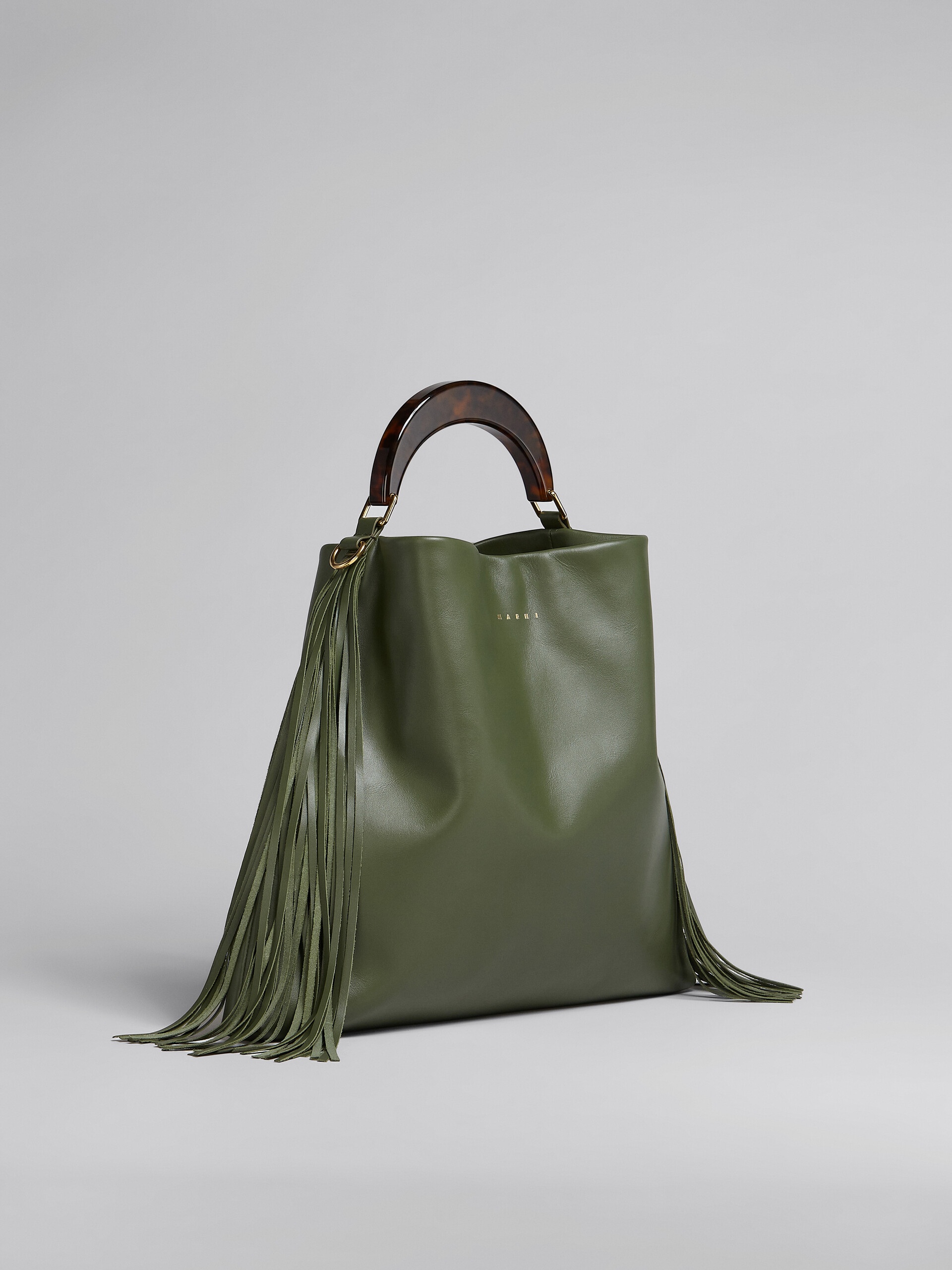 VENICE MEDIUM BAG IN GREEN LEATHER WITH FRINGES - 6