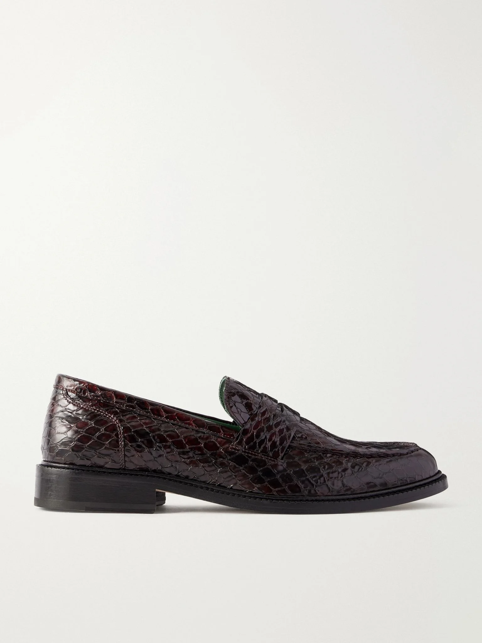 Townee Vale Snake-Effect Leather Loafers Burgundy - 1
