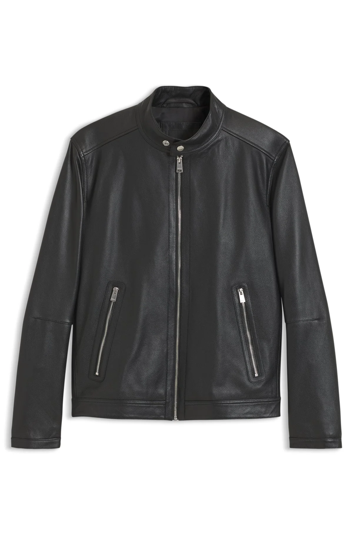 GRAINED LEATHER JACKET WITH LOGO TRIM - 1