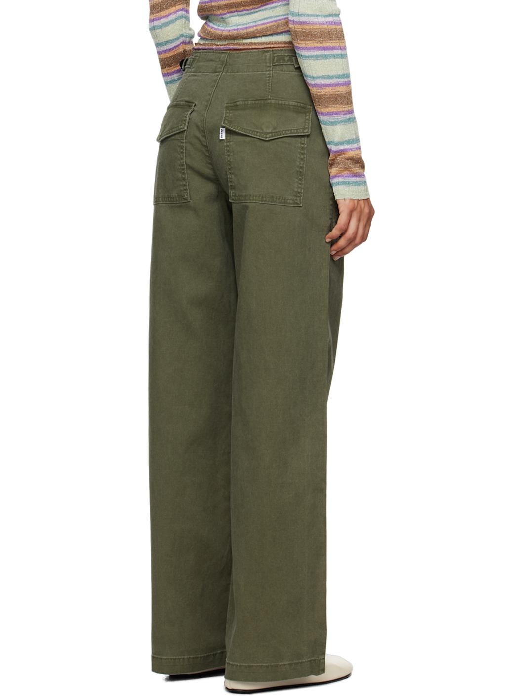 Khaki Surplus Straight Trousers - 3