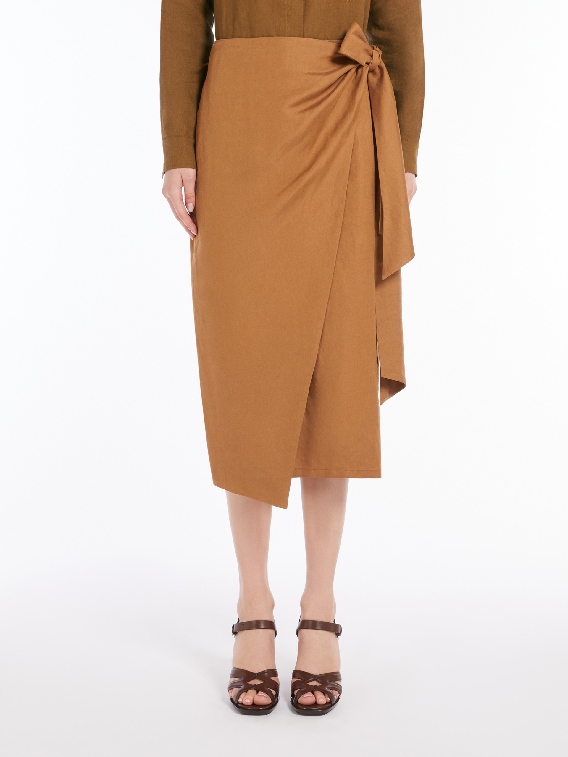TEQUILA Linen and silk twill skirt - 3