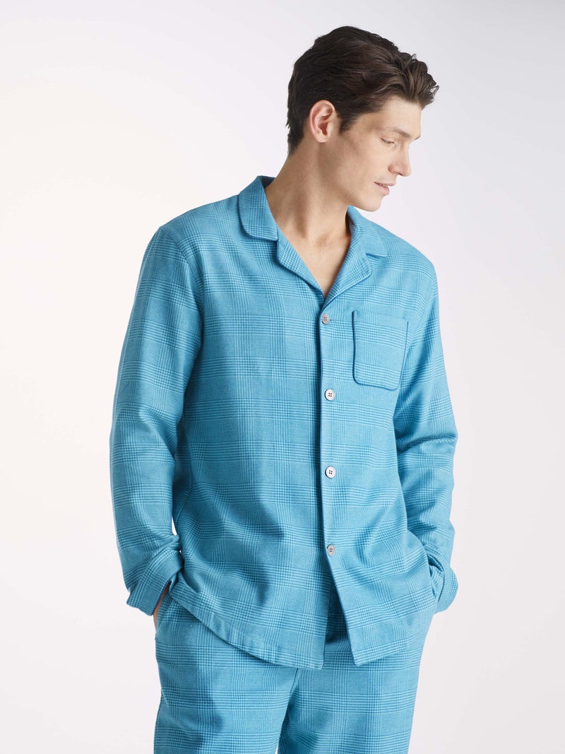 Men's Modern Fit Pyjamas Kelburn 34 Brushed Cotton Blue - 2