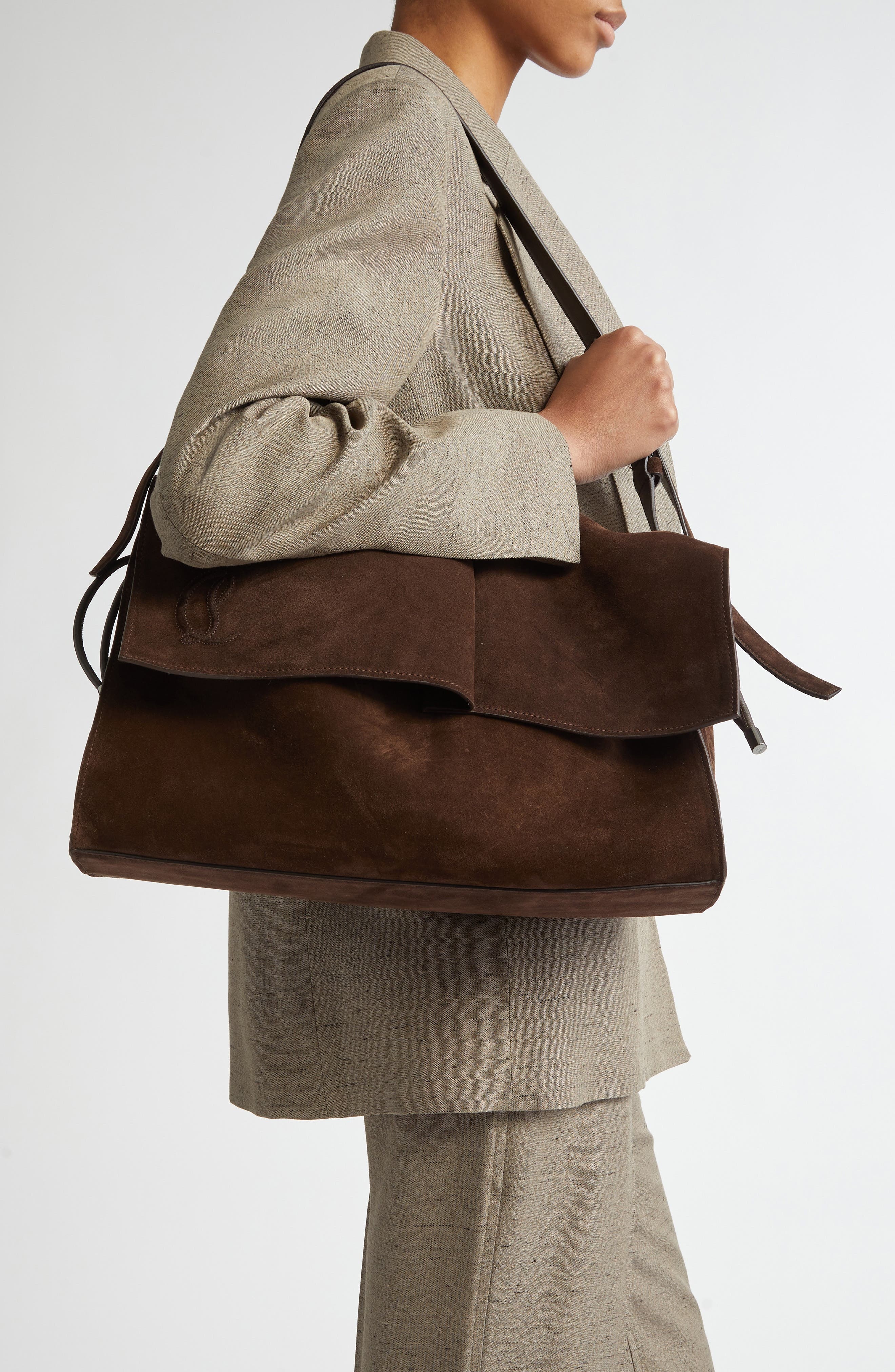 Christian Louboutin Large Baggy Suede Shoulder Bag in Cosme at Nordstrom - 2
