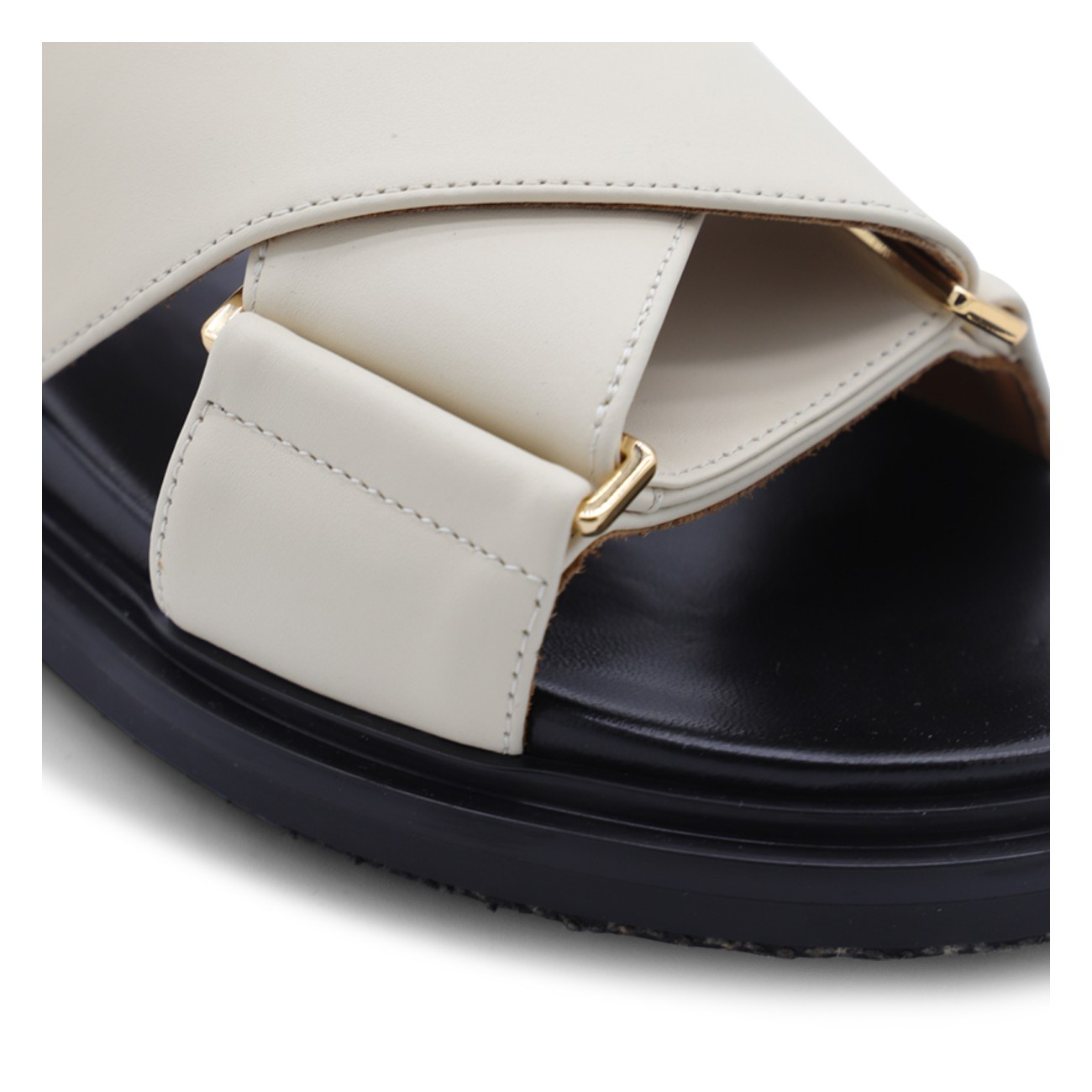 silk white leather fussbett sandals - 4