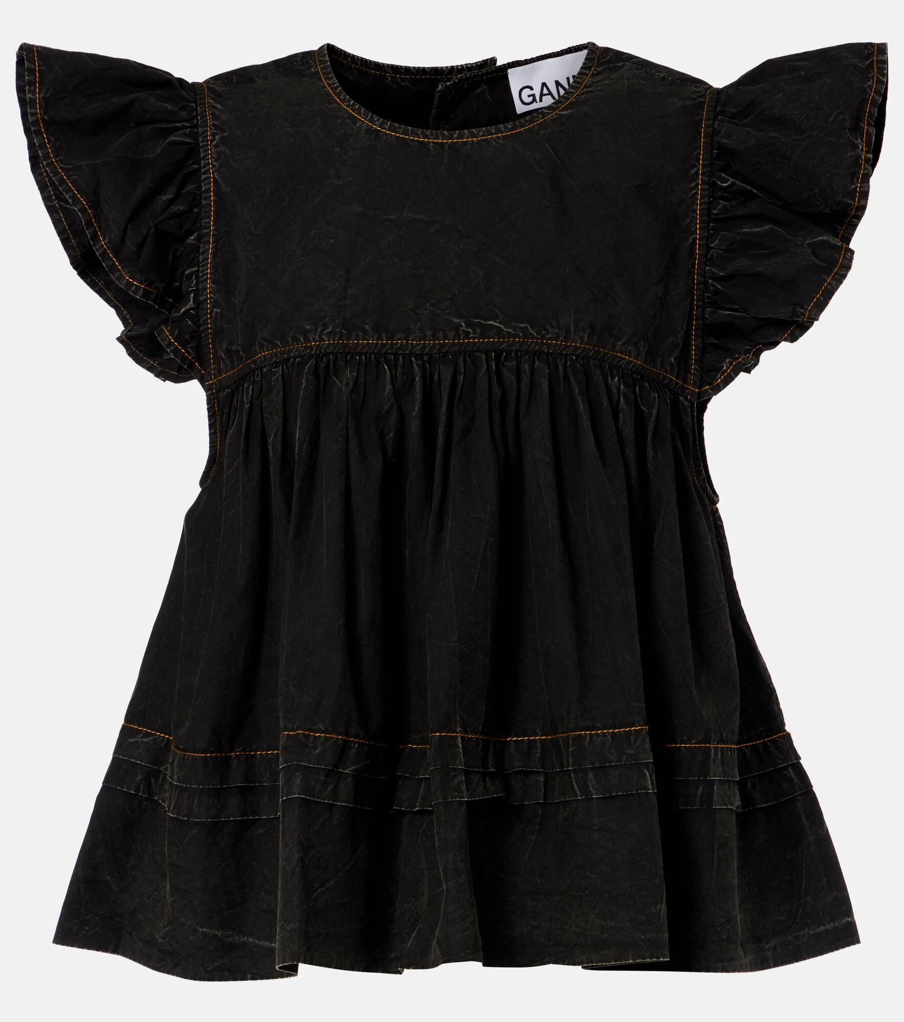 Gathered peplum denim top - 1