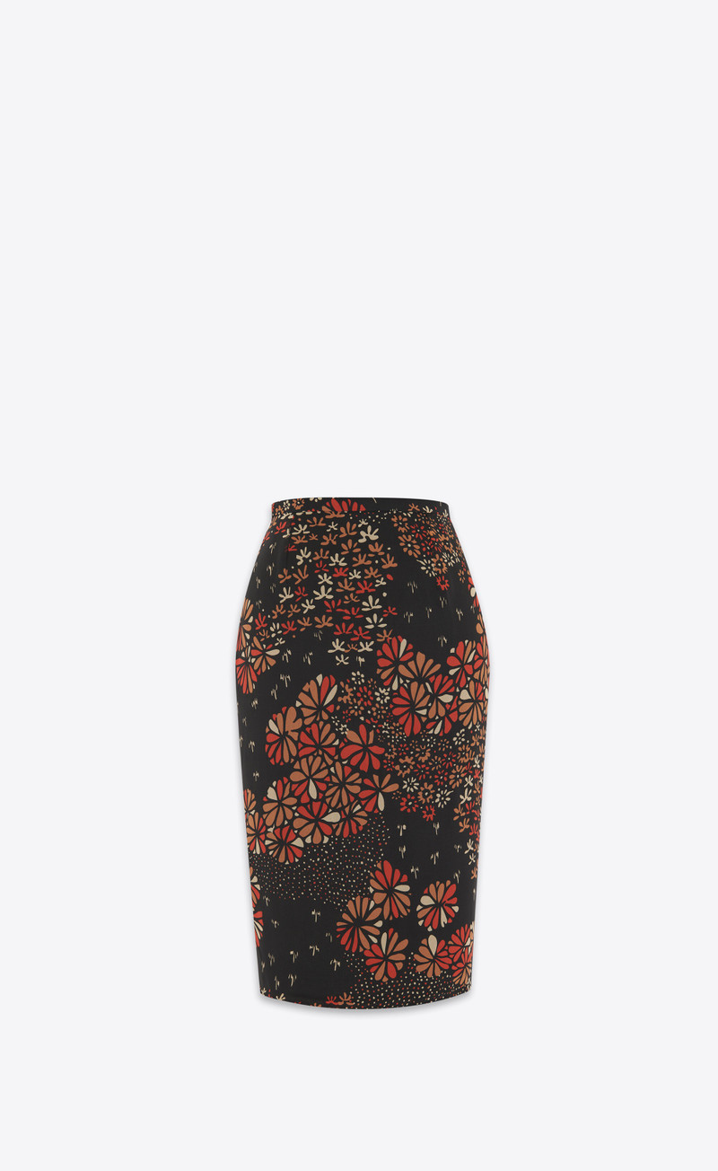 SAINT LAURENT pencil skirt in 70's floral silk muslin outlook