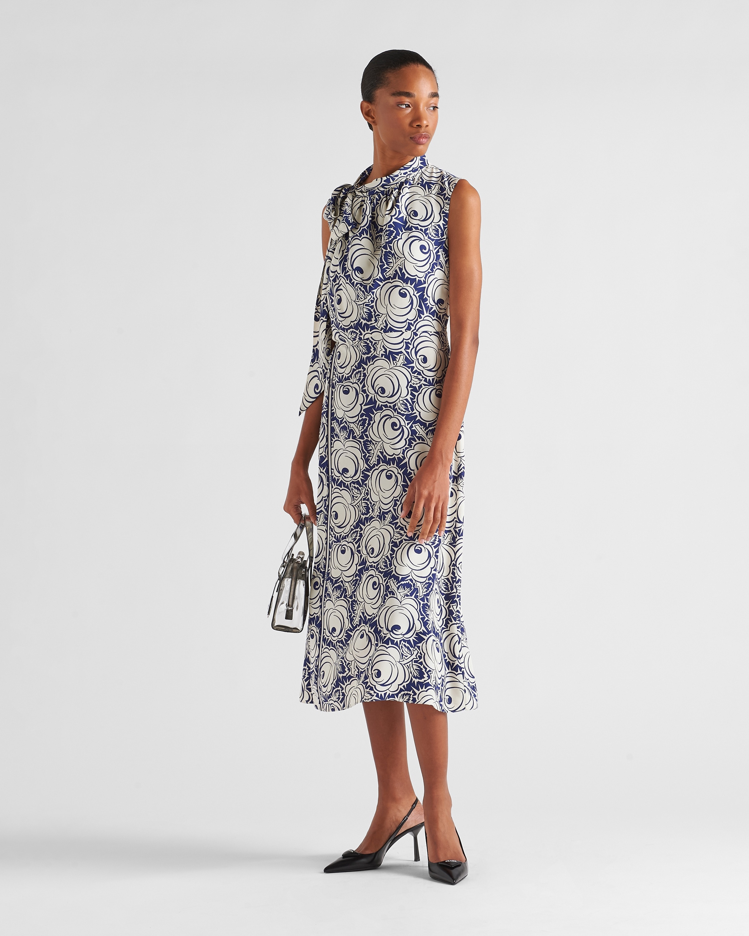 【プラダ・PRADA】Printed pongee dress Prada Printed pongee midi dress Prada