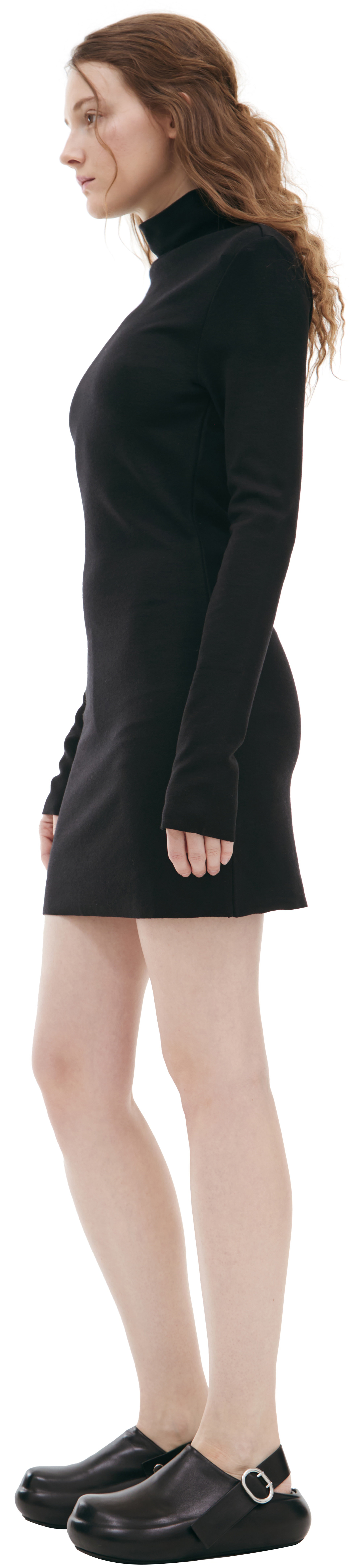 BLACK DRESS WITH HIGH COLLAR - 2