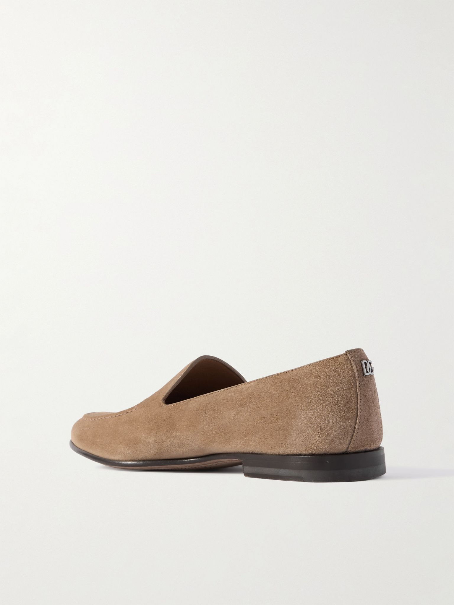 Logo-Embellished Suede Loafers Light brown - 4