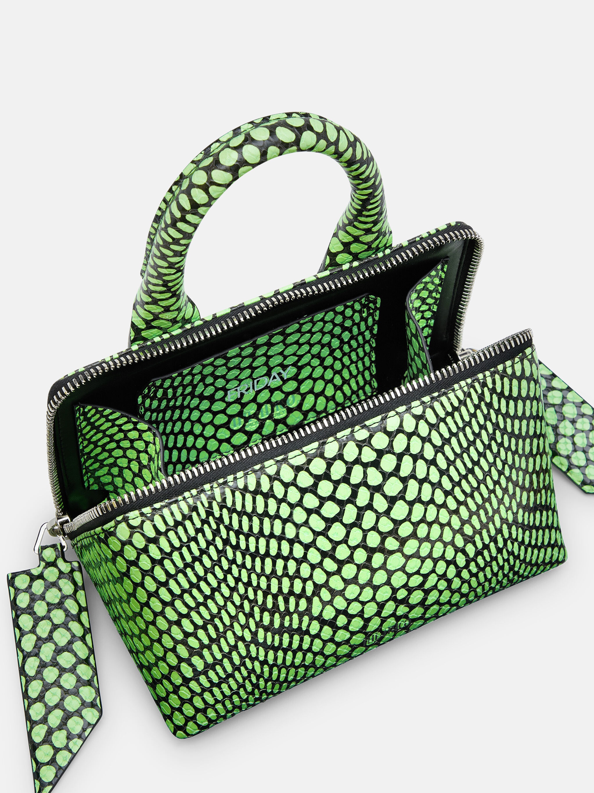 ''FRIDAY'' FLUO GREEN/BLACK MINI HANDBAG - 3