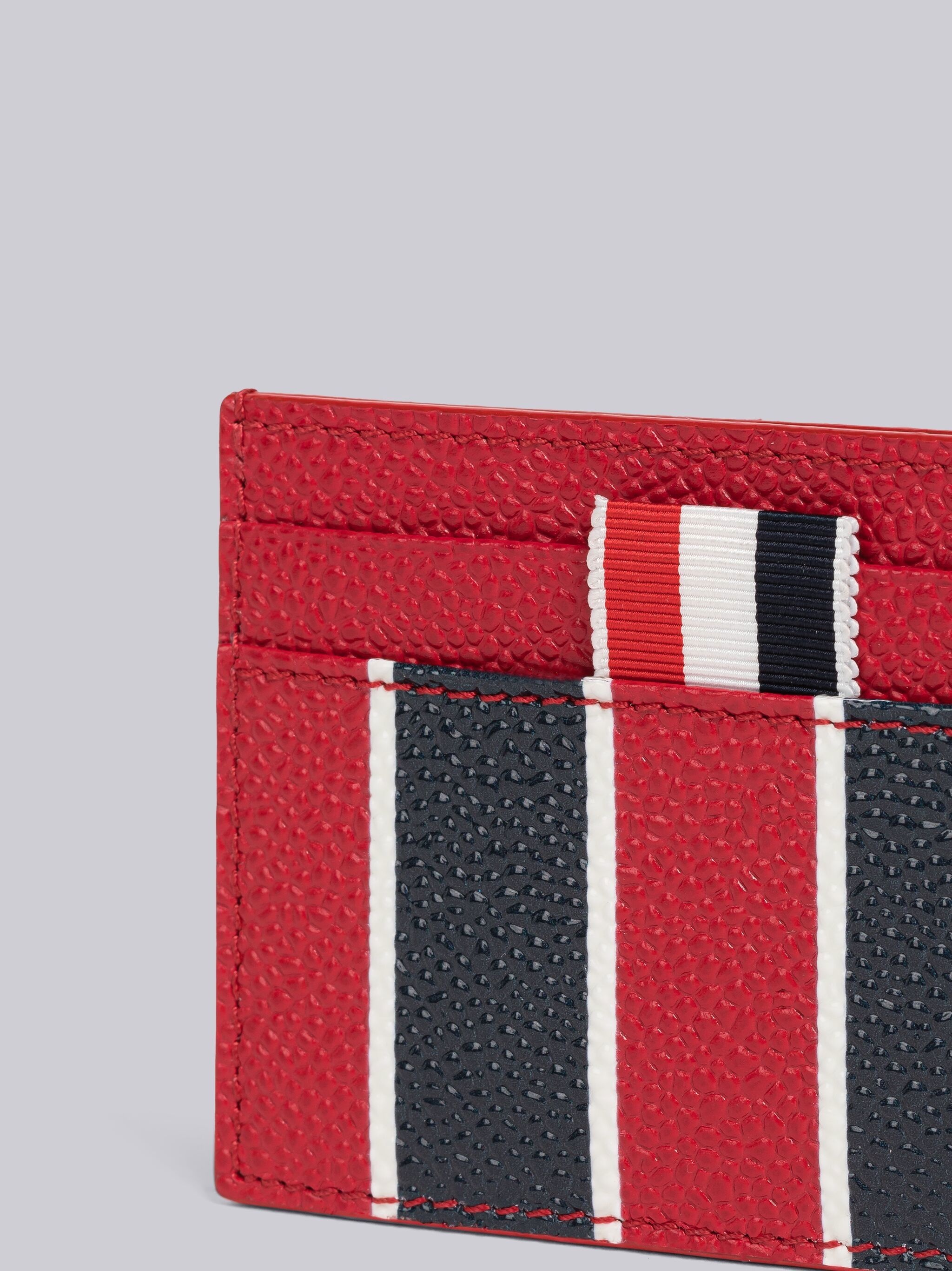 Stripe Pebble Grain Leather Single Card Holder - 2
