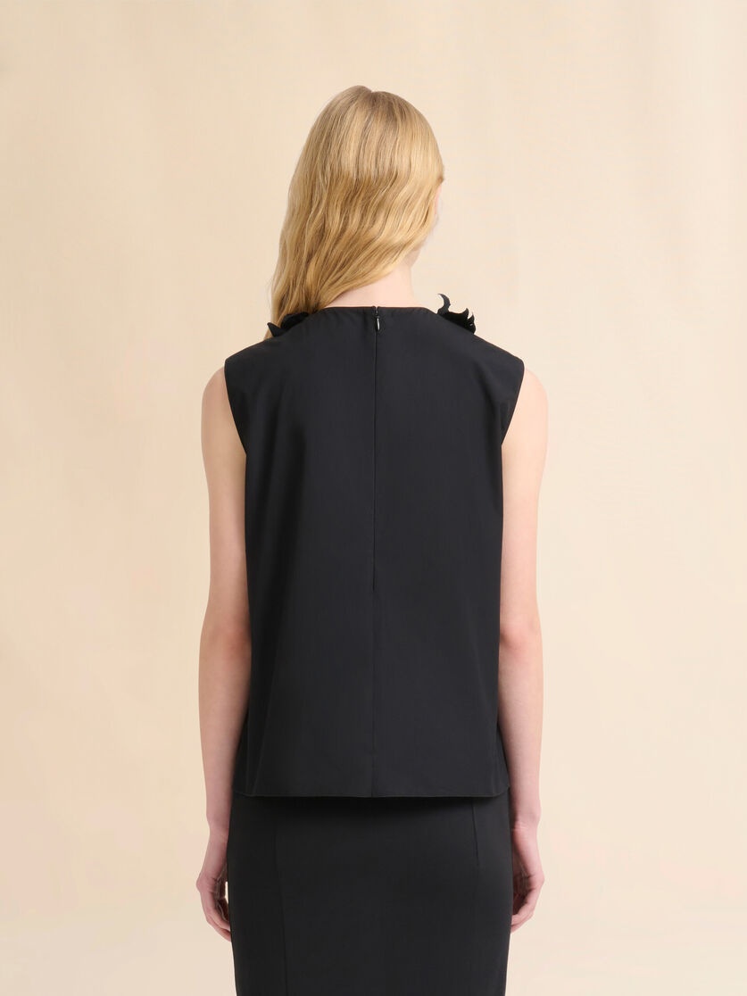 BLACK POPLIN RUFFLE-FRONT TOP - 3