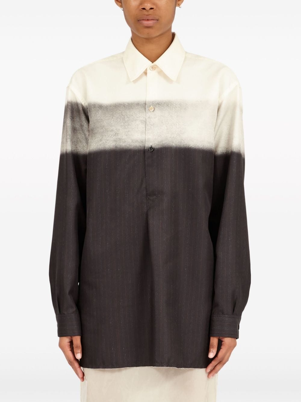 Trompe l'oeil pinstripe-print shirt - 2