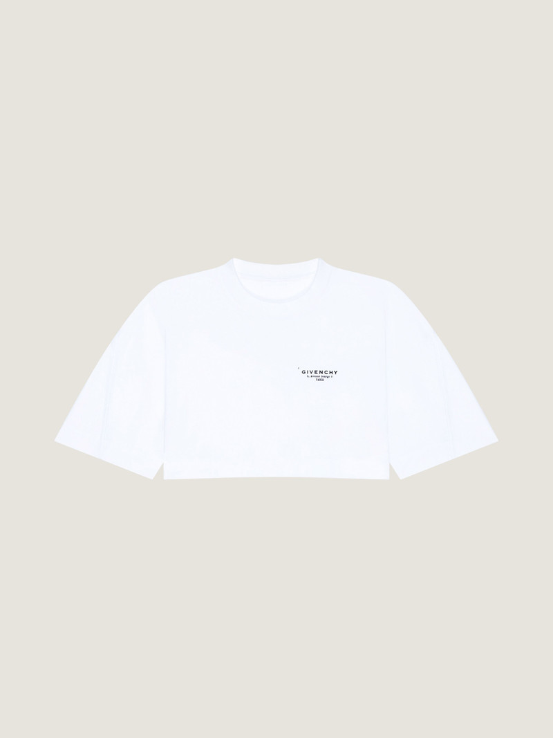 CROPPED FIT T-SHIRT IN COTTON WITH GIVENCHY STAMP PRINT 1