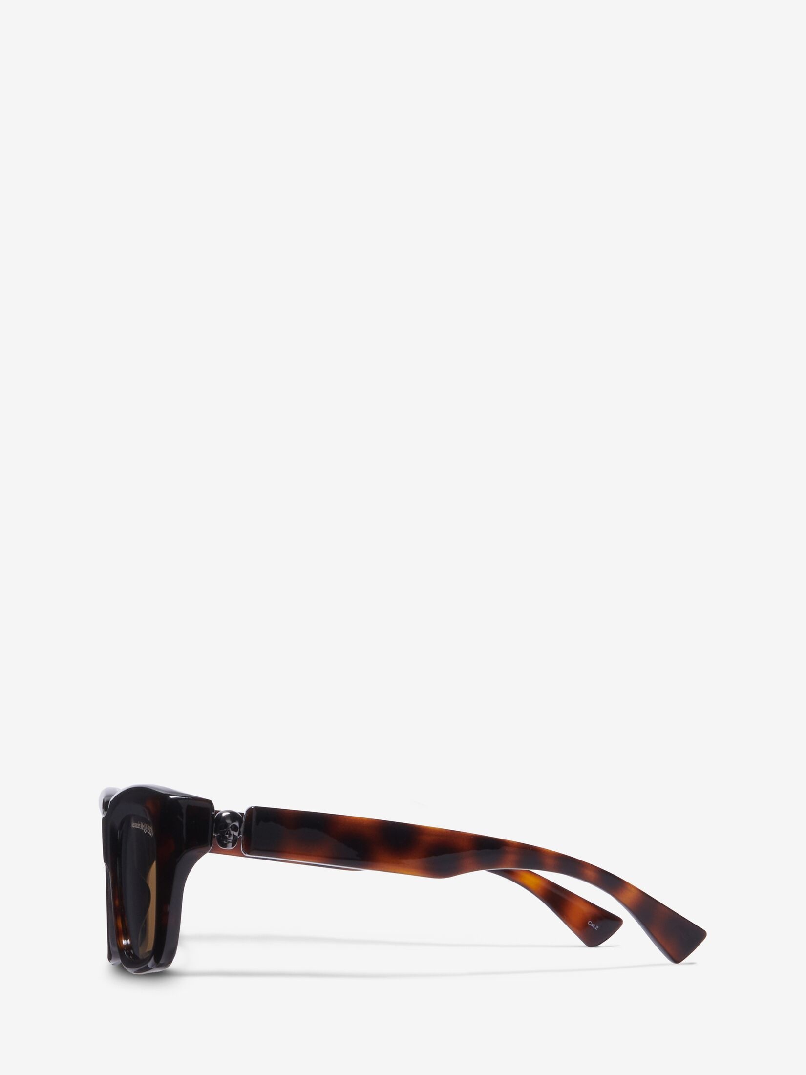 Men's Floating Skull Rectangular Sunglasses in Dark Havana - 3