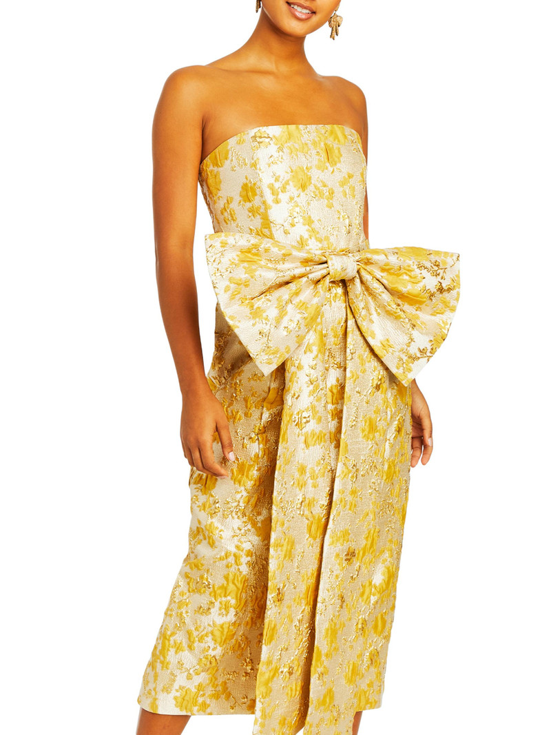 Women's Lorena Floral Jacquard Gown - Champagne Gold 6