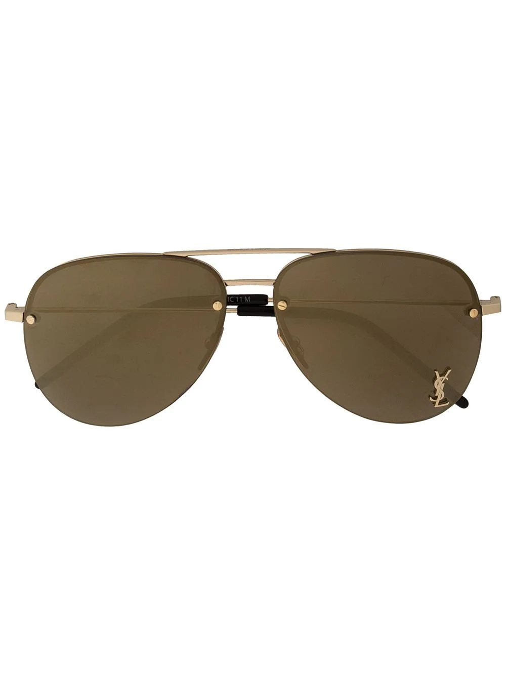 aviator-frame bronze tint gold sunglasses - 1