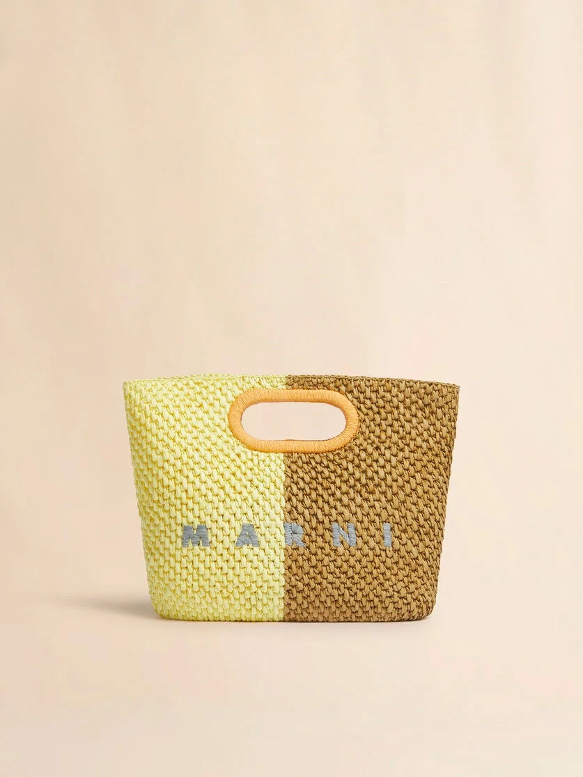 YELLOW AND BROWN PAPER RAFFIA SEASIDE CLUTCH - 1