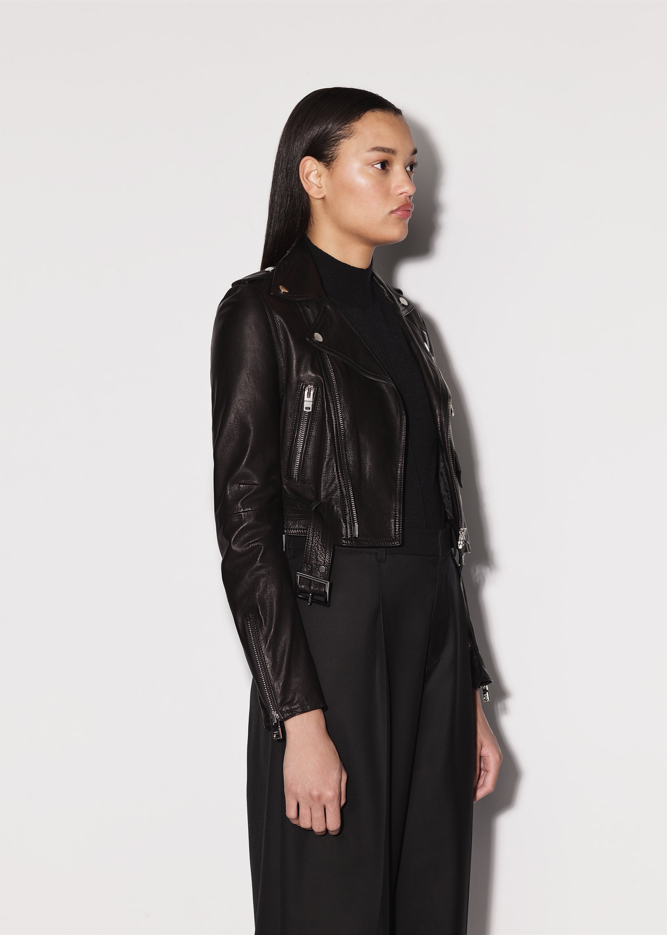 LEATHER BIKER JACKET - 4