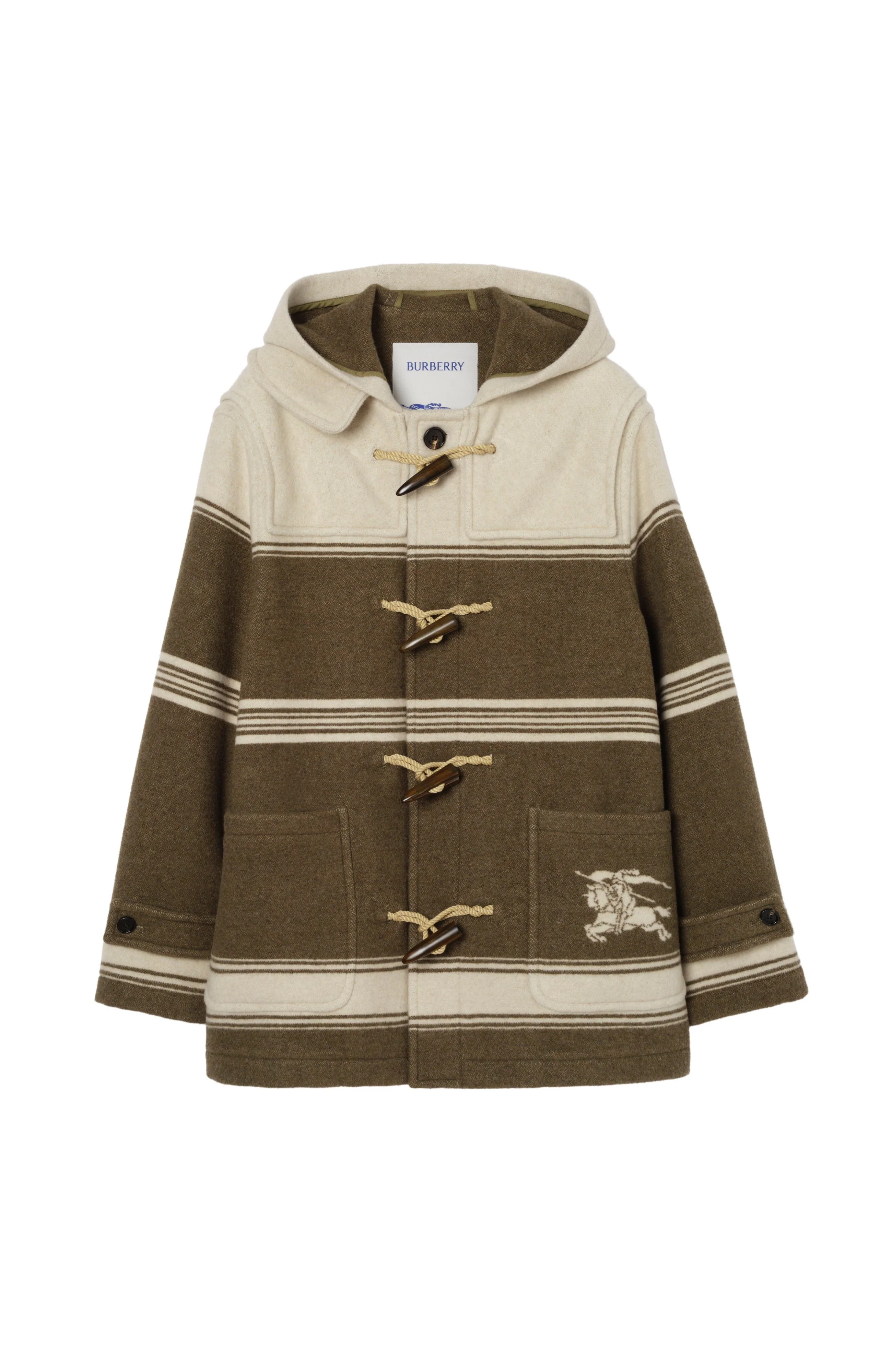 burberry Short Wool Blend Harrogate Duffle Coat in Scout Green at Nordstrom - 1