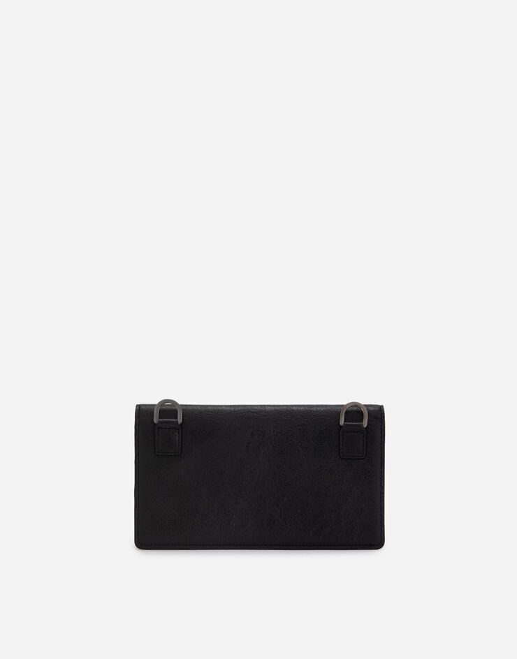 Matte nappa leather wallet with strap and crossover DG logo - 4