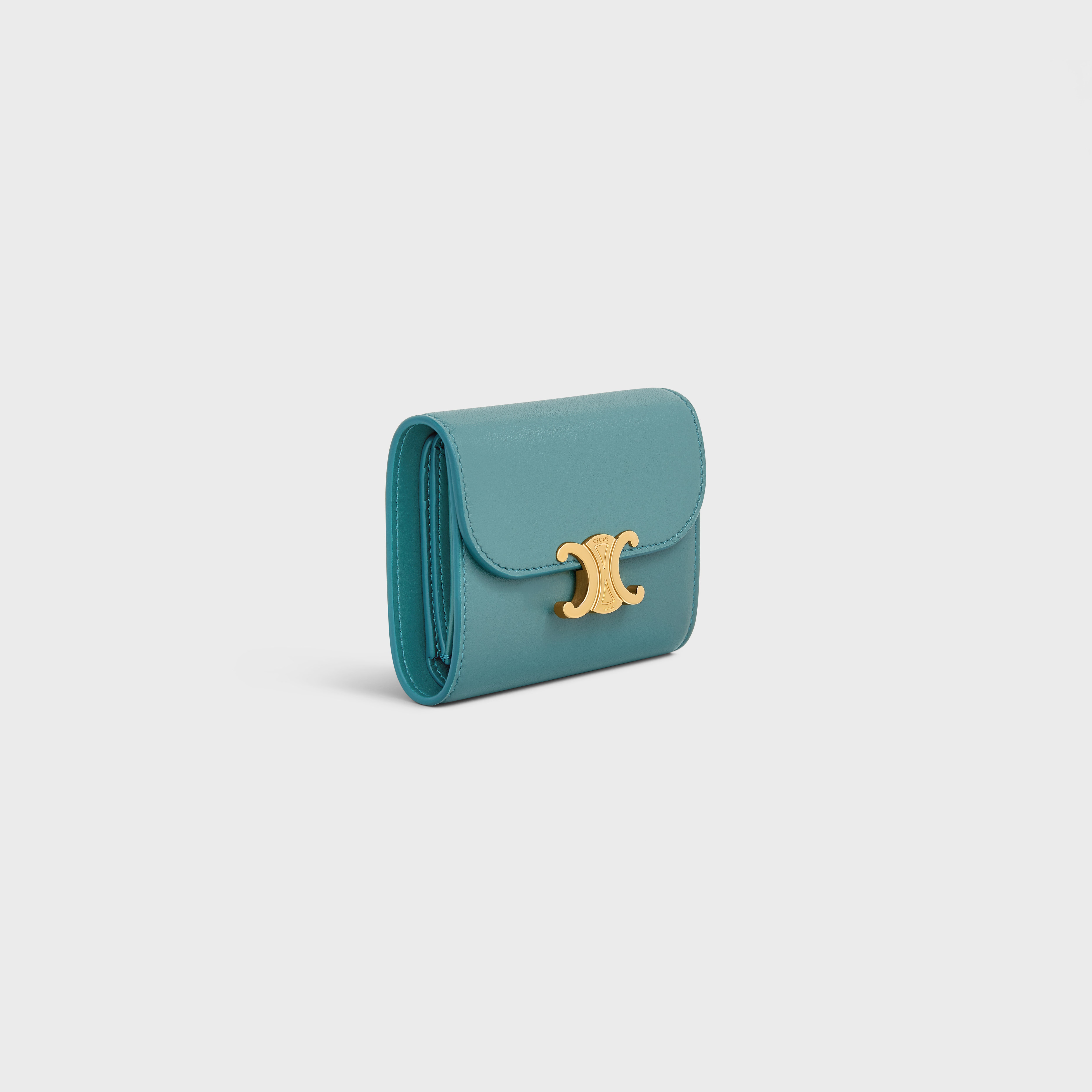 Triomphe Small Flap Wallet in Shiny Smooth Lambskin - 2