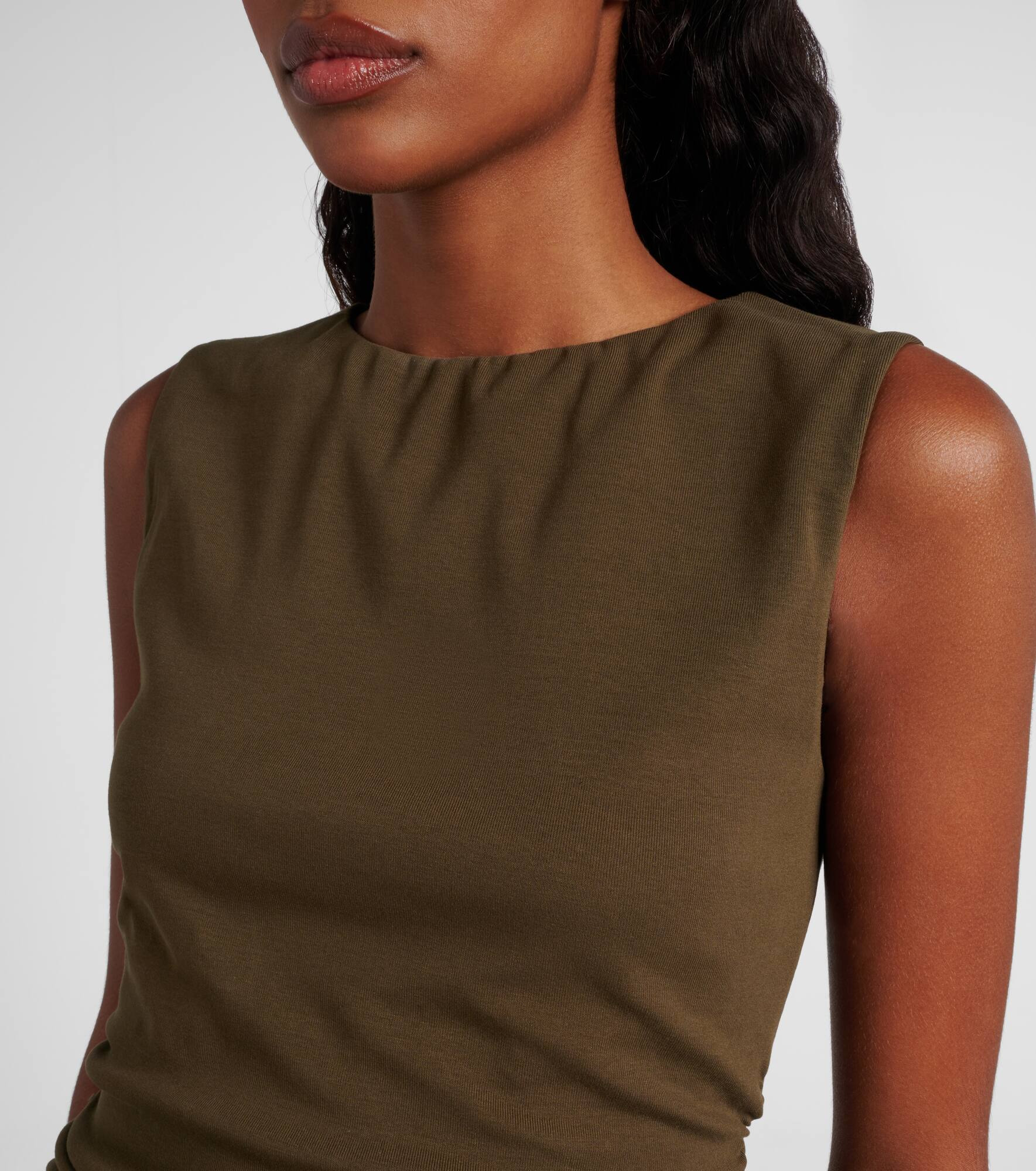 Charissa ruched cotton-blend midi dress - 4