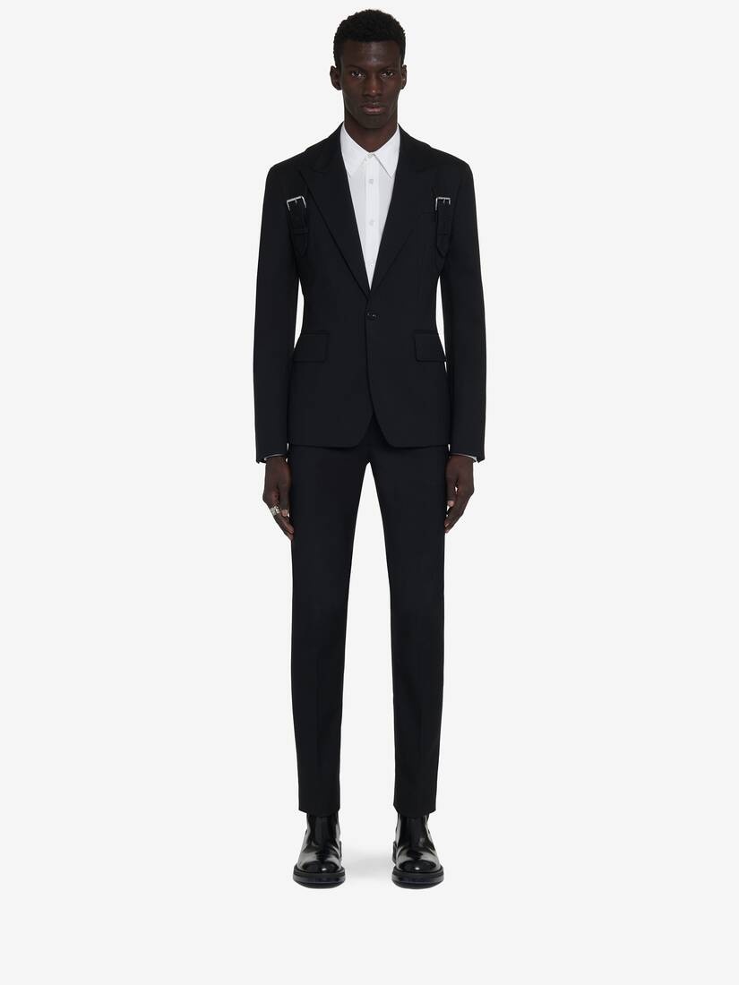 Men's Harness Single-breasted Jacket in Black - 3