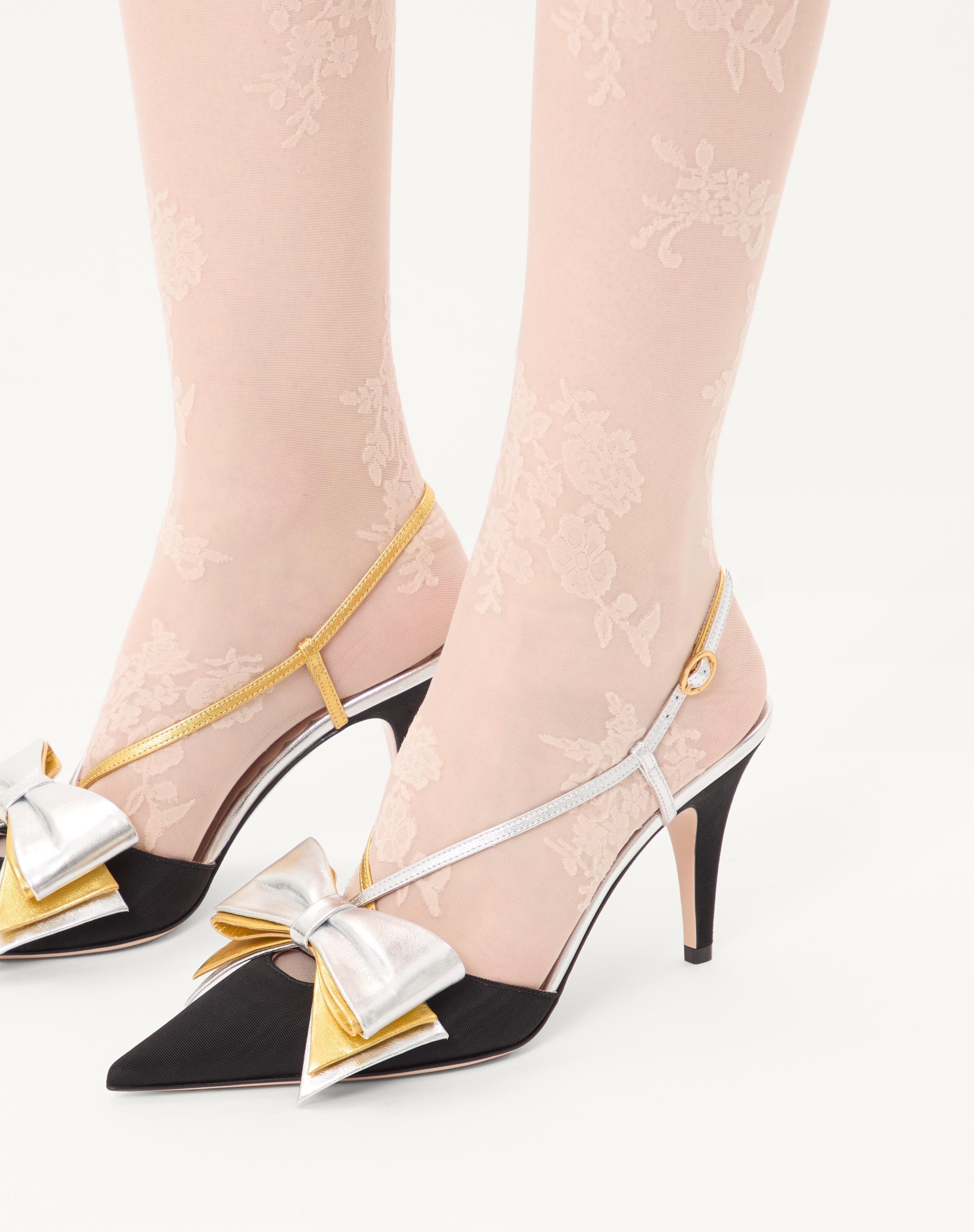 BOWOW SLINGBACK PUMPS IN MOIRÈ FABRIC 85MM - 2