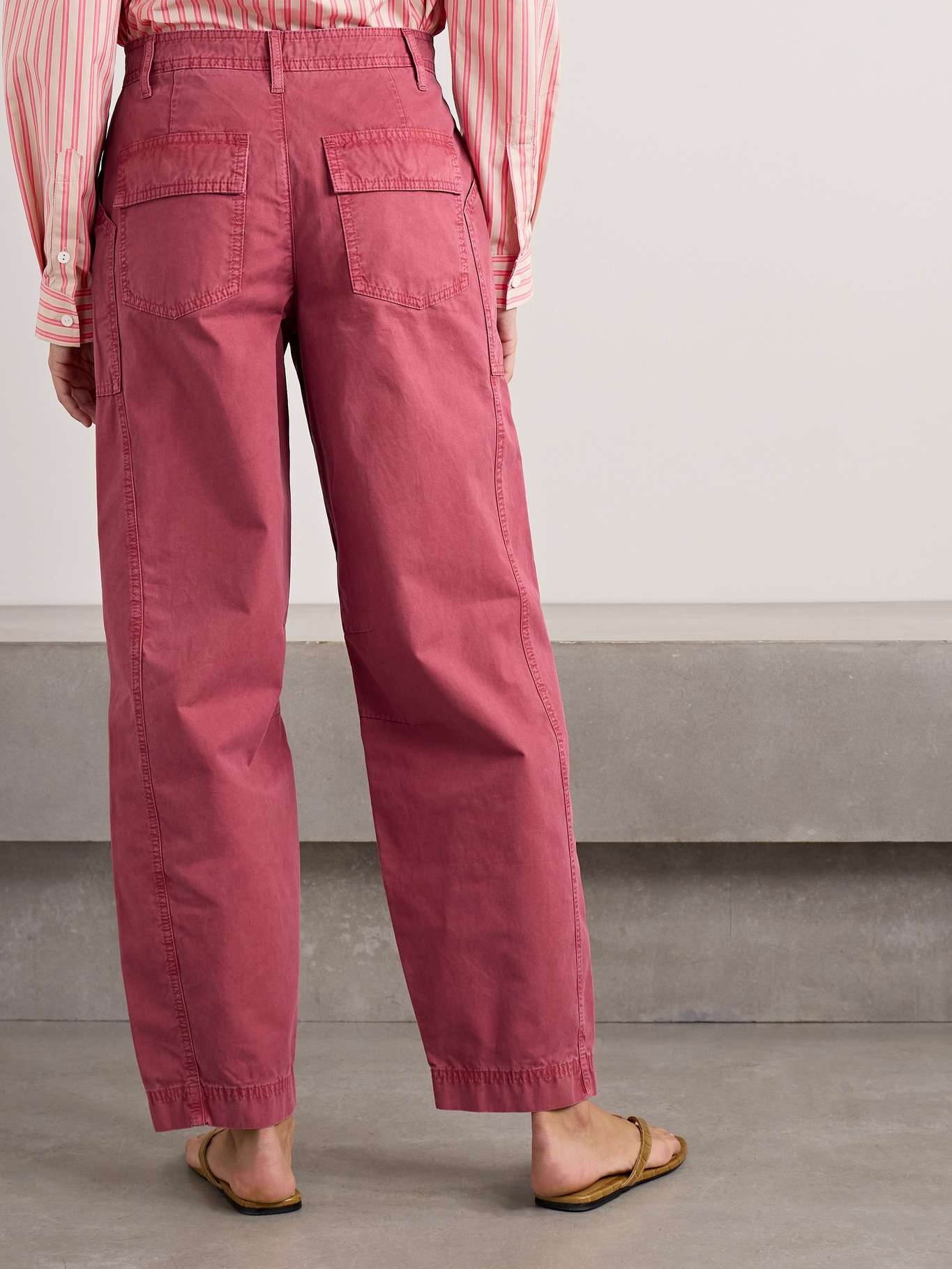 Cotton-twill straight-leg cargo pants Pink - 3