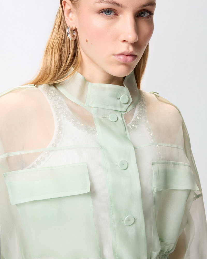CROPPED PEA COAT IN PURE SILK ORGANZA 6