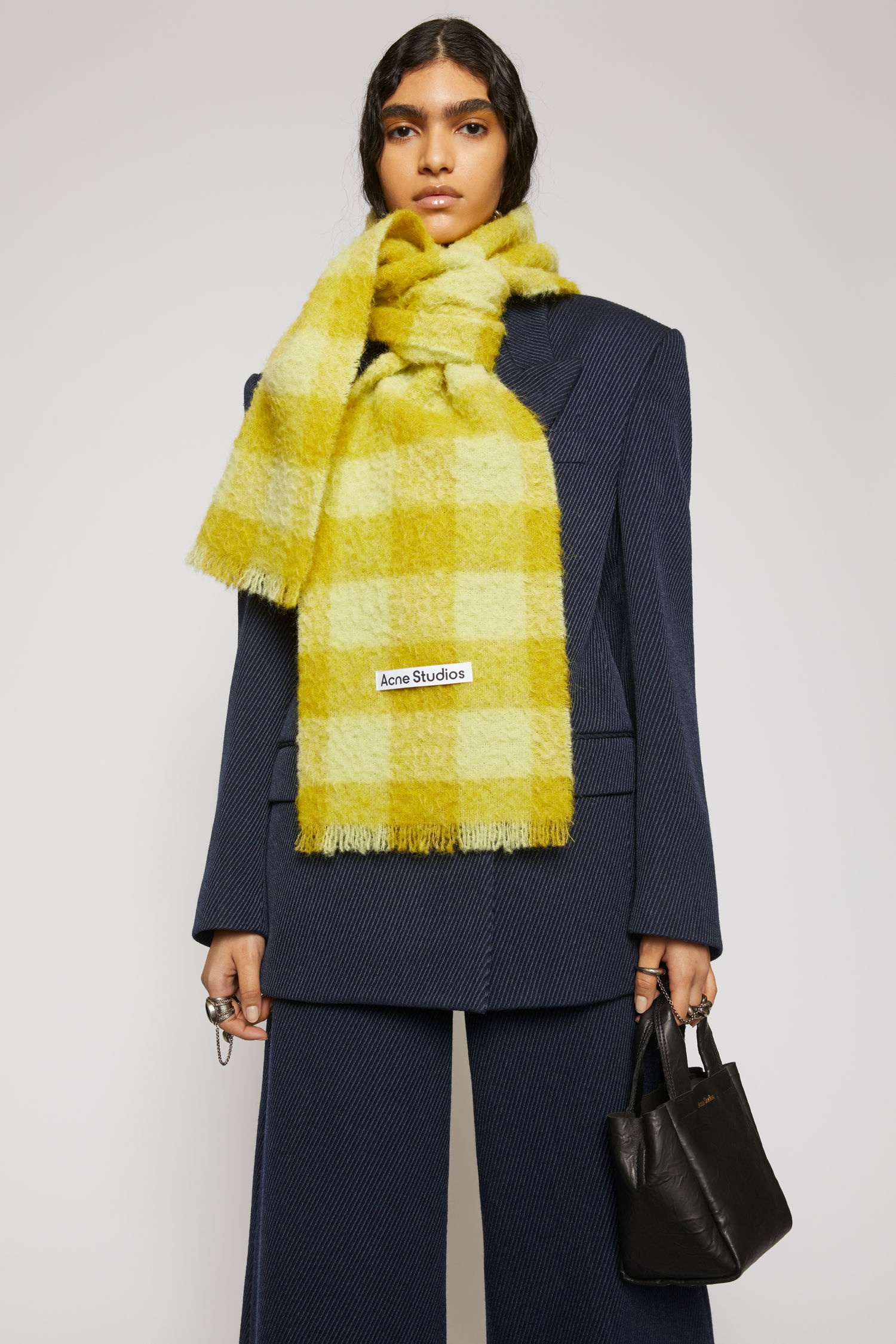 Checked scarf soft yellow/sharp yellow - 4