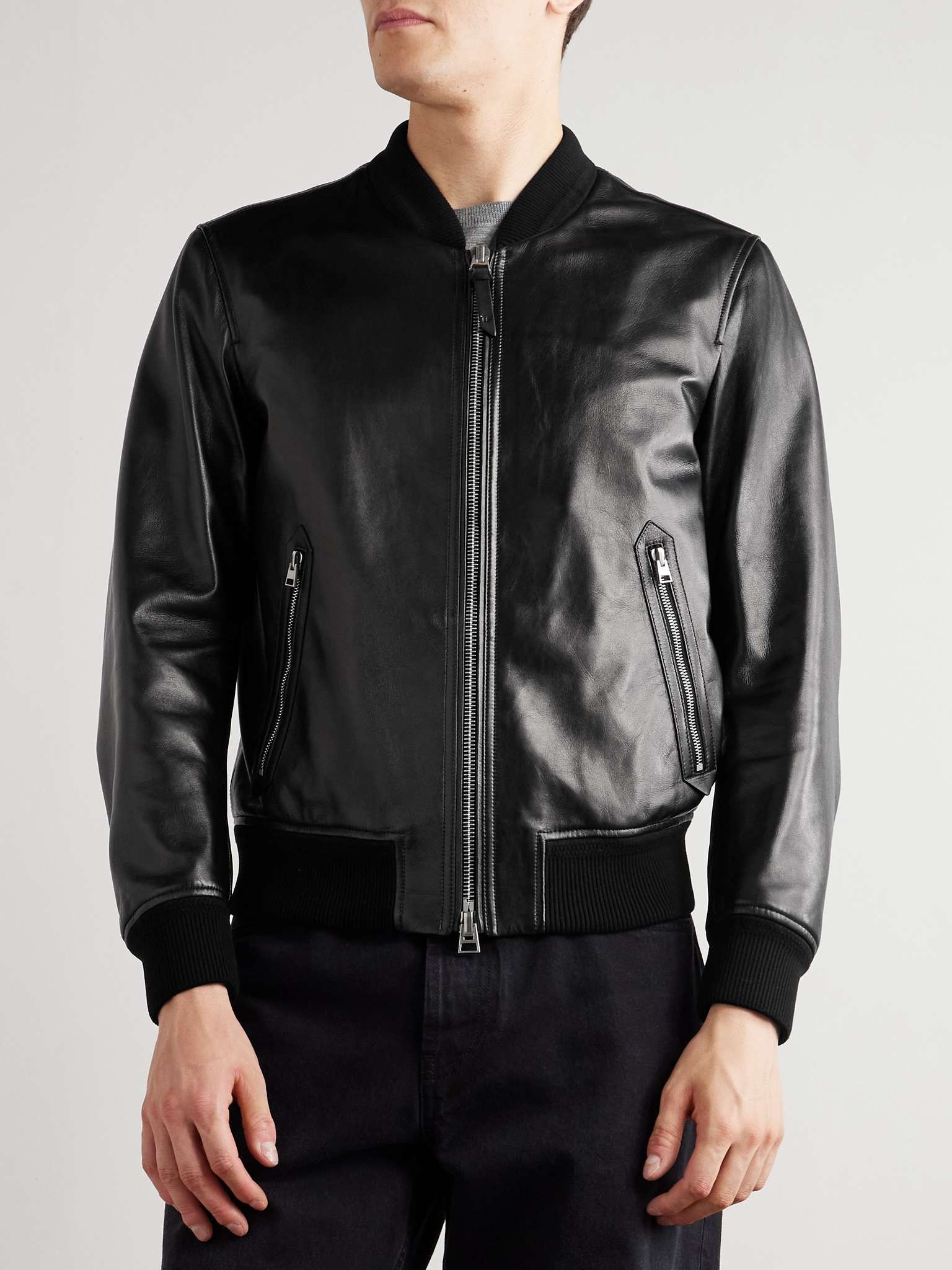 Leather Bomber Jacket - 3