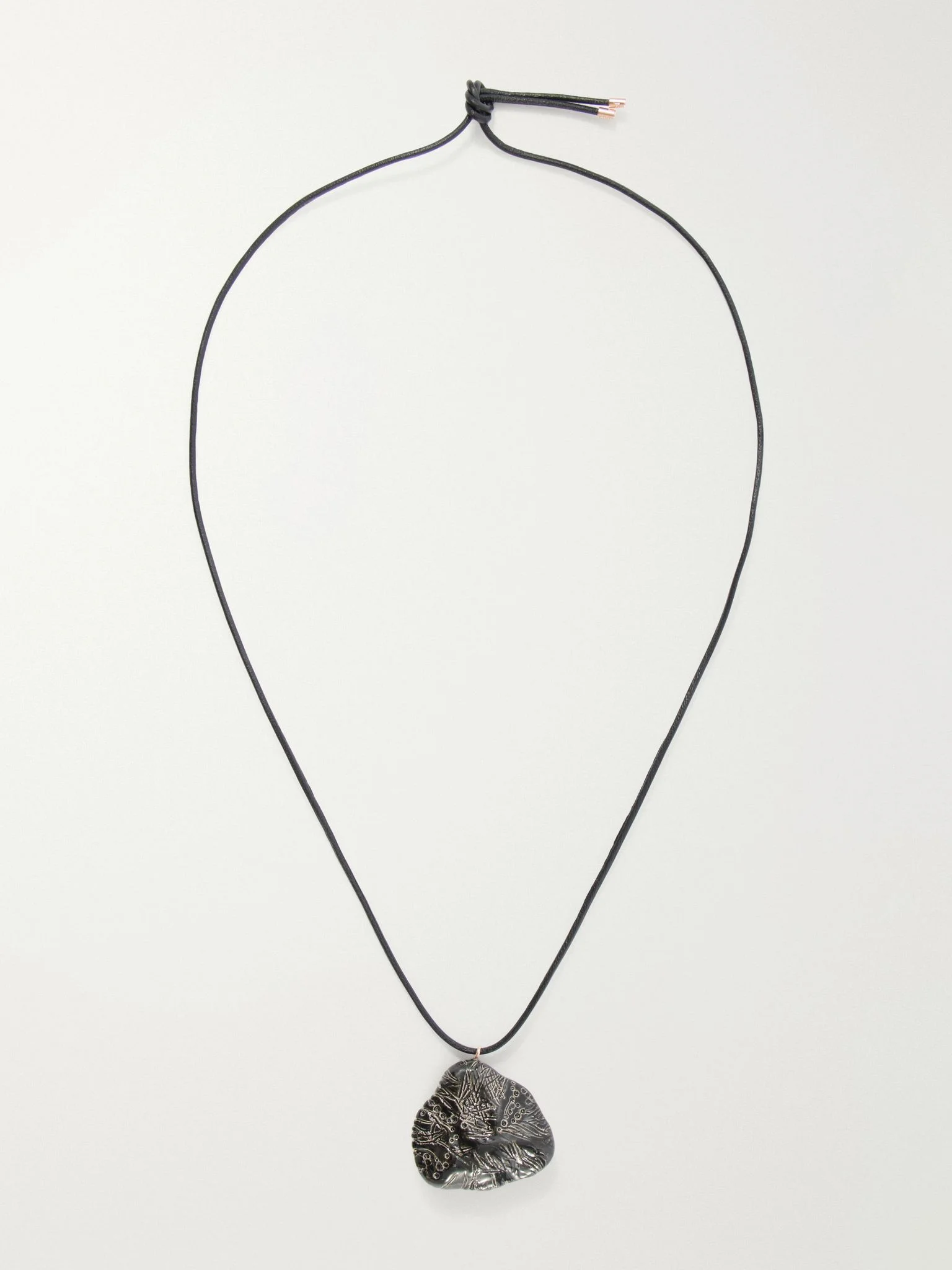 Ceramic pendant cord necklace Black - 1