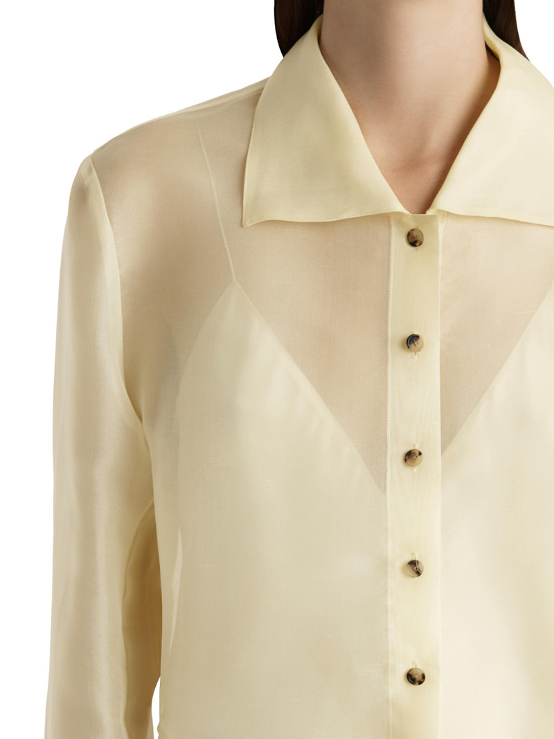Women's Jasen Sheer Silk Button-Front Top - Pale Yellow 6