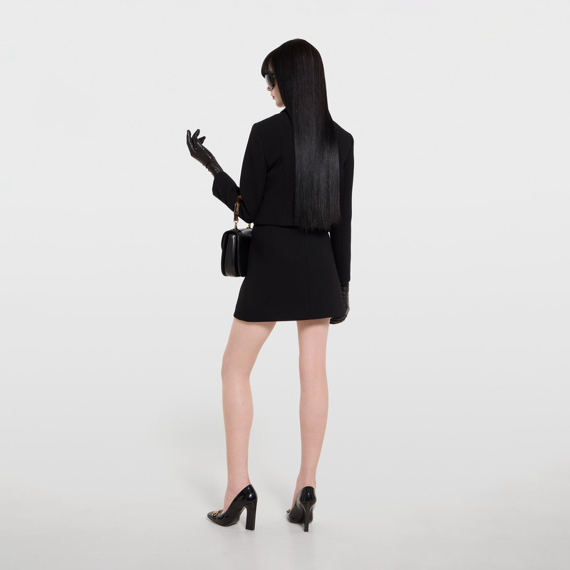 Crêpe wool skirt with Double G button 4