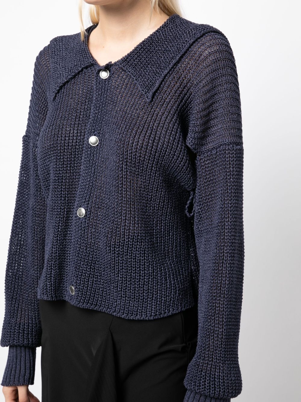 slit-detail cotton cardigan - 5