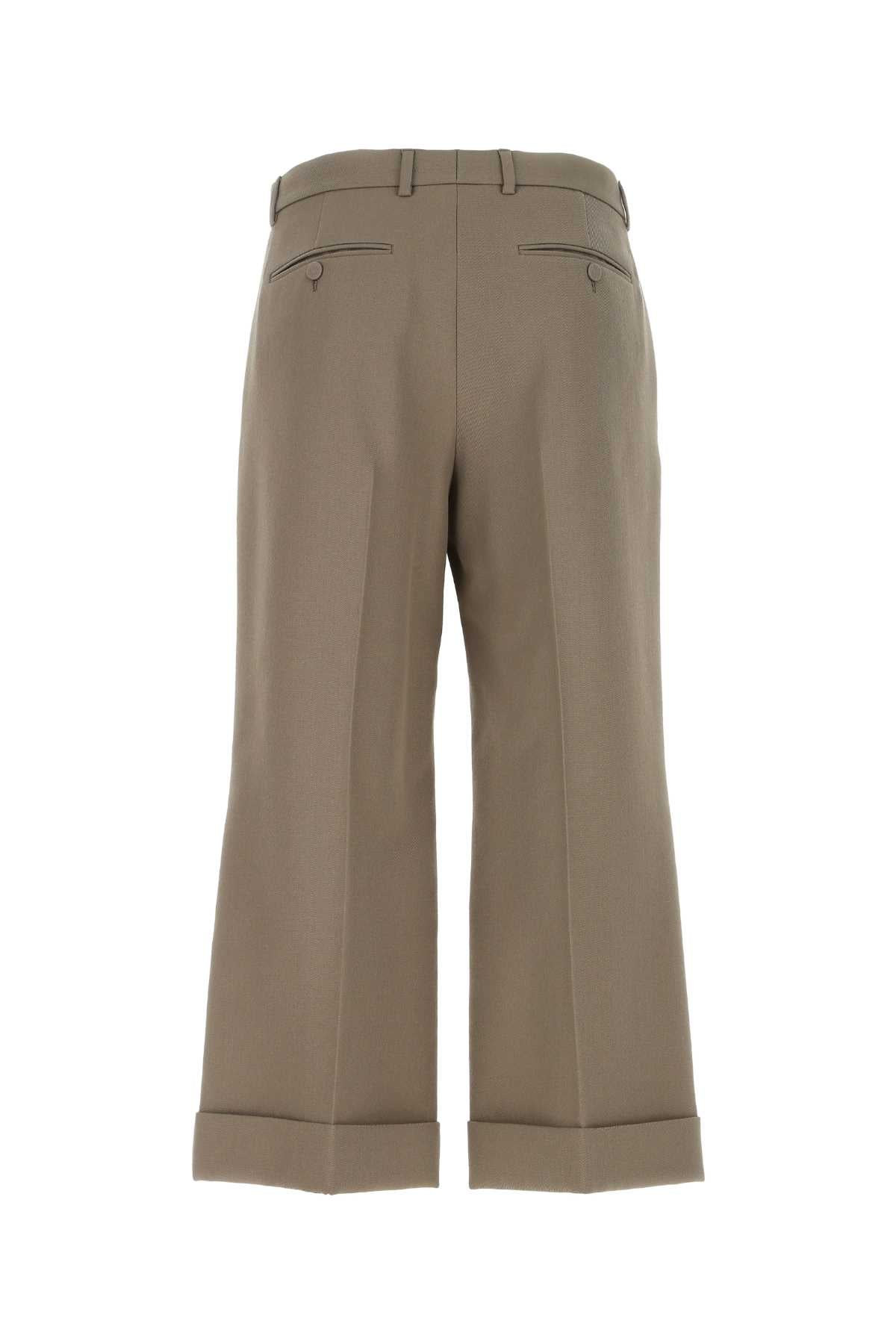 Gucci Men Mud Wool Cropped Cut Pant - 2