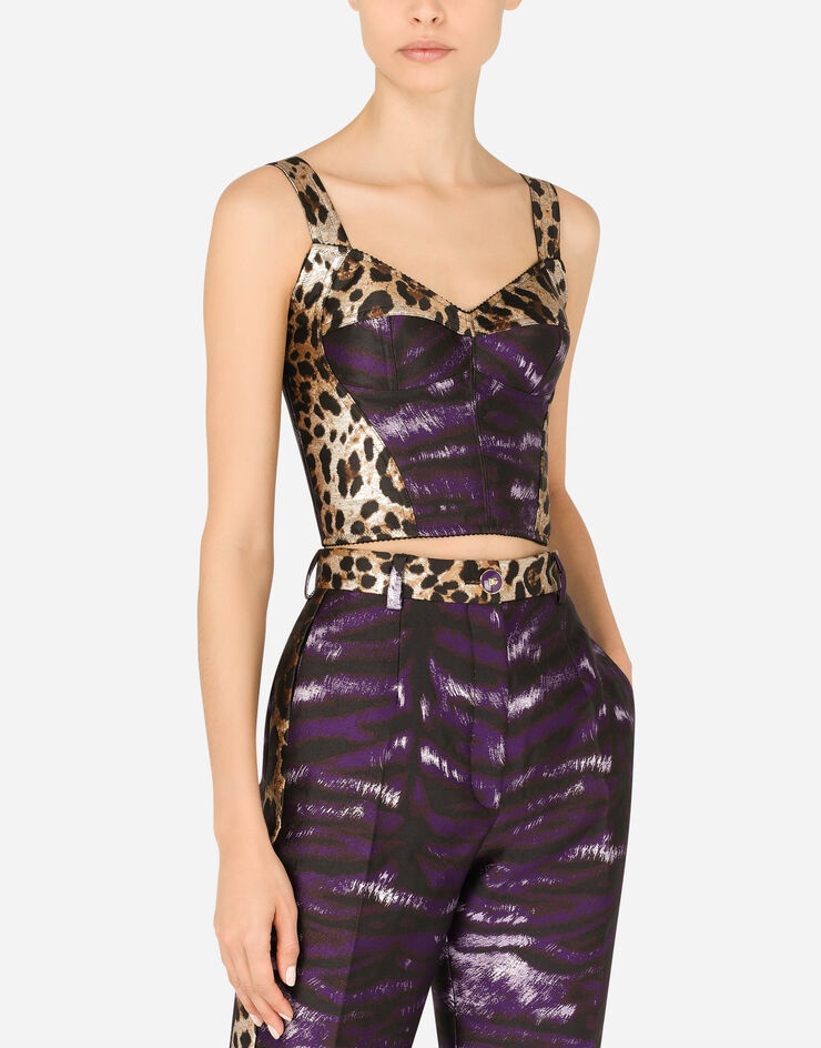 Lamé jacquard corset with tiger design - 4