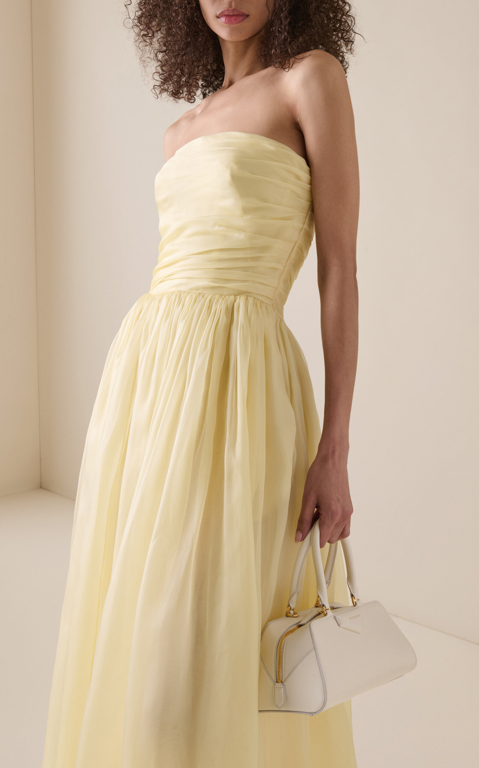 Ruched Silk-Organza Gown yellow - 3