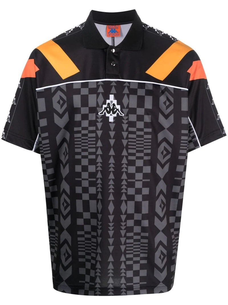 MARCELO BURLON COUNTY OF MILAN  Aop Folk Kappa Soccer Polo Black Dark Grey 1