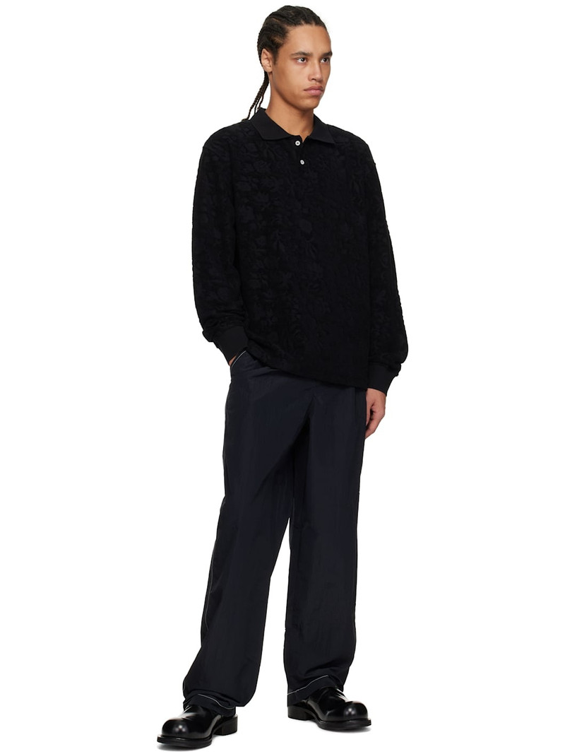 soulland Black Robert Plush Long Sleeve Polo outlook