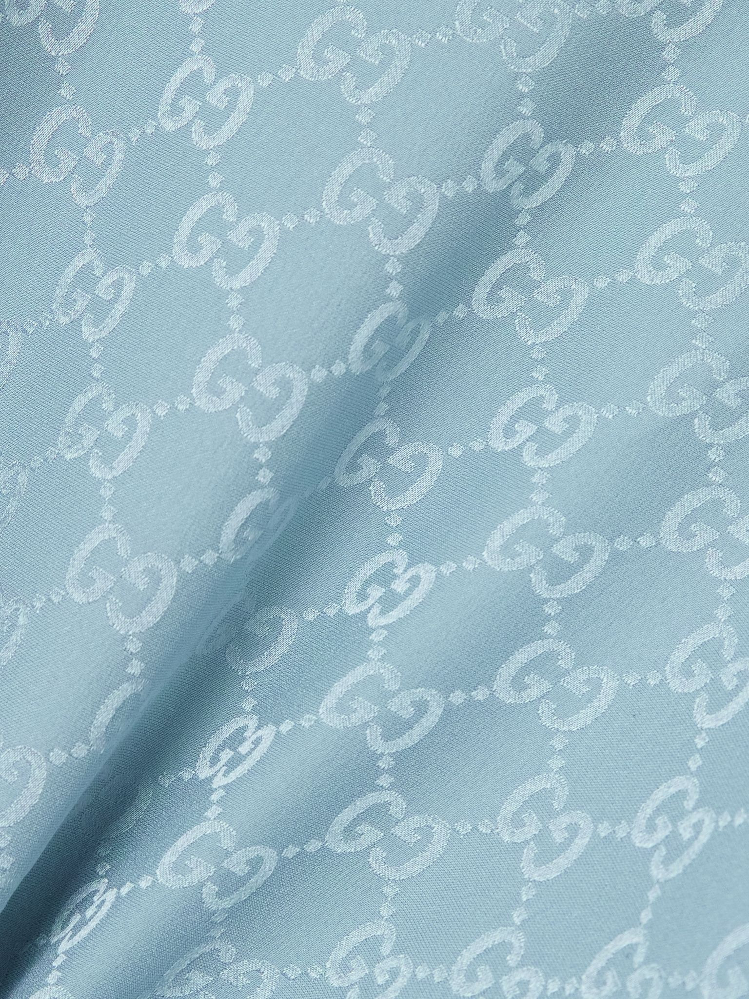 Silk-satin jacquard shirt Blue - 5