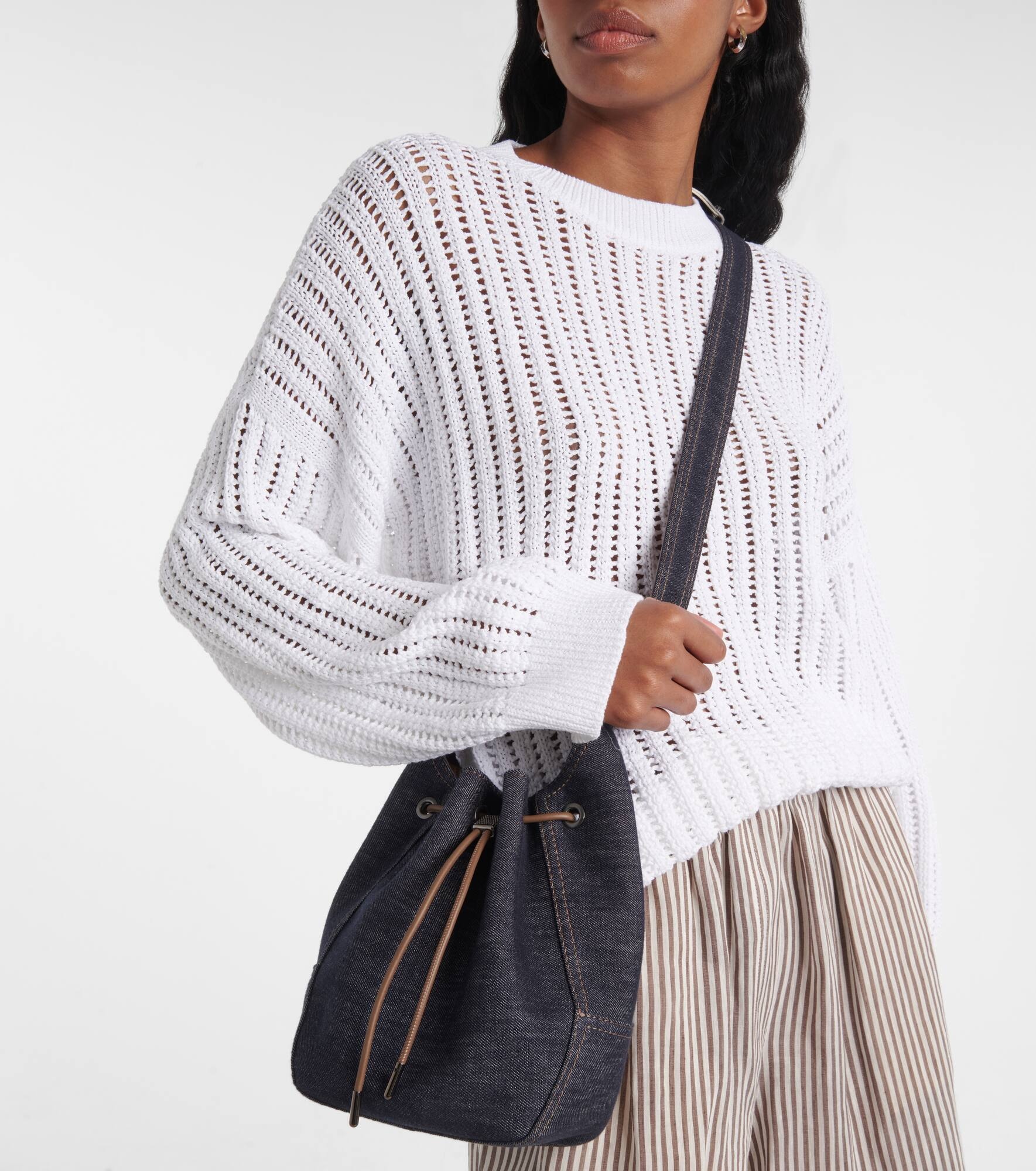 Foulard Small denim bucket bag - 2