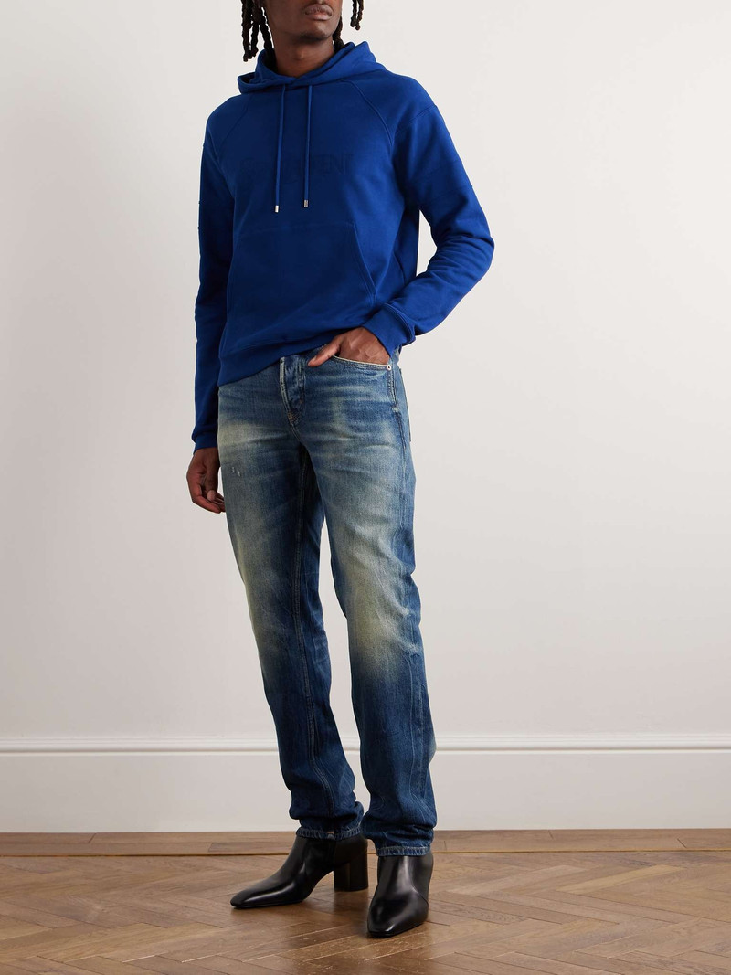 SAINT LAURENT Colour-Block Logo-Embroidered Cotton-Jersey Hoodie outlook