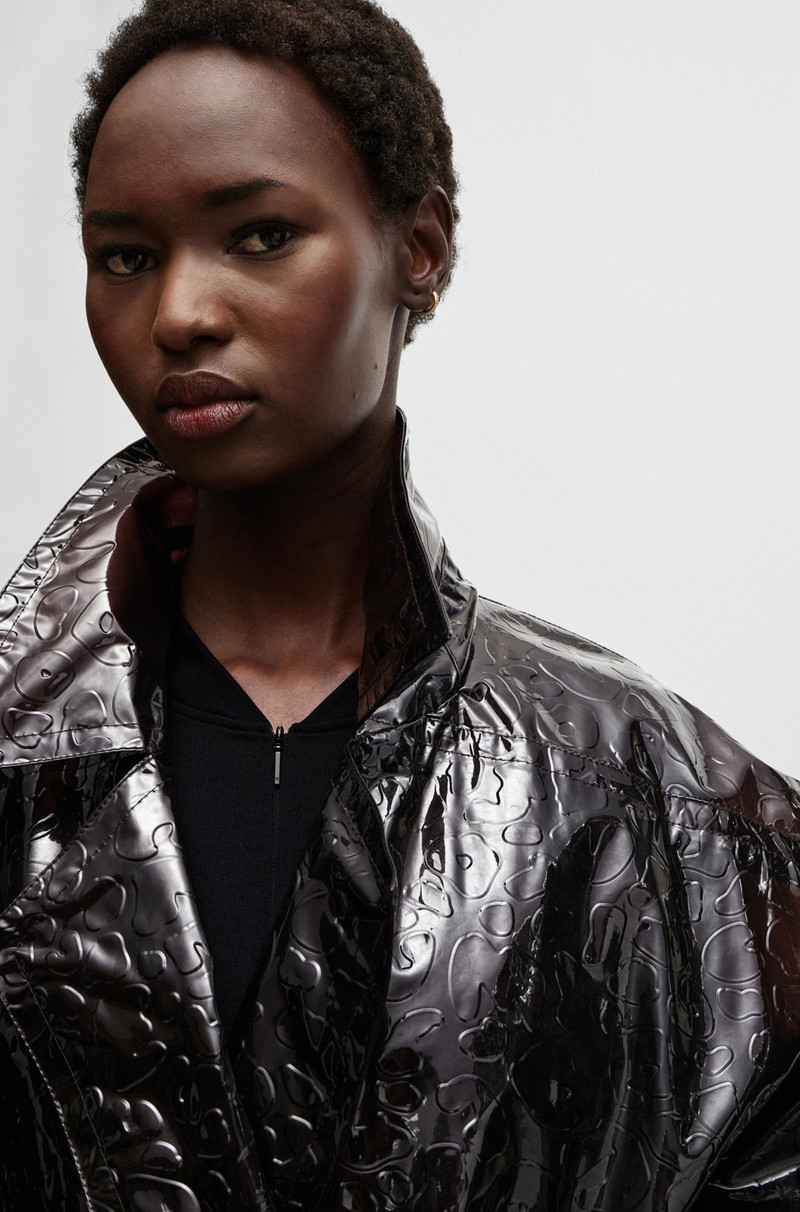 NAOMI X BOSS OVERSIZE RAINCOAT WITH LEOPARD-PATTERN EMBOSSING 5