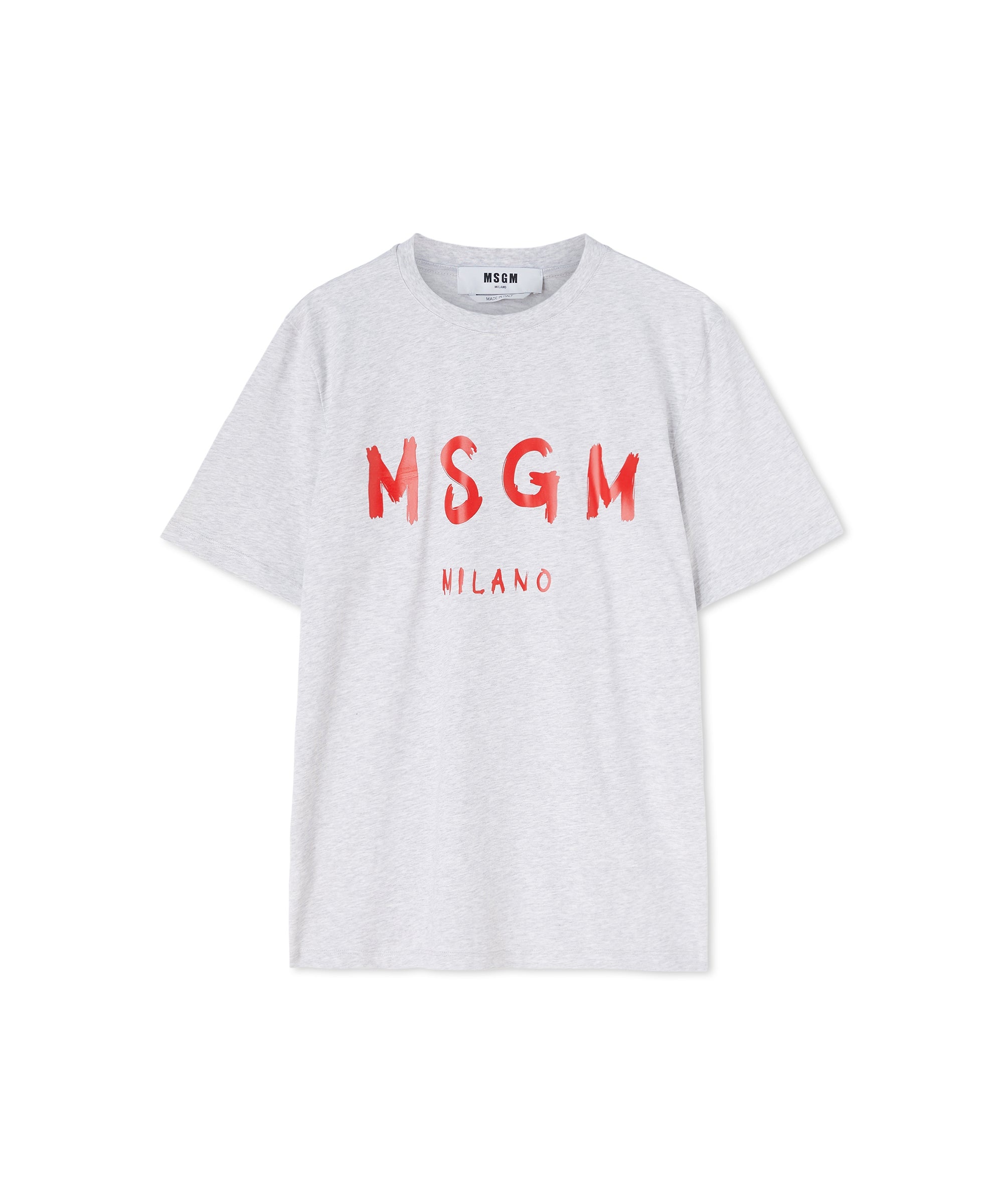 Cotton t-shirt with brushstroke logo - 1