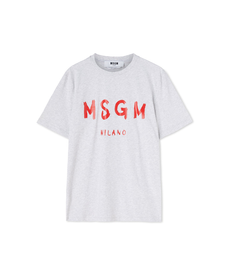 Cotton t-shirt with brushstroke logo 1