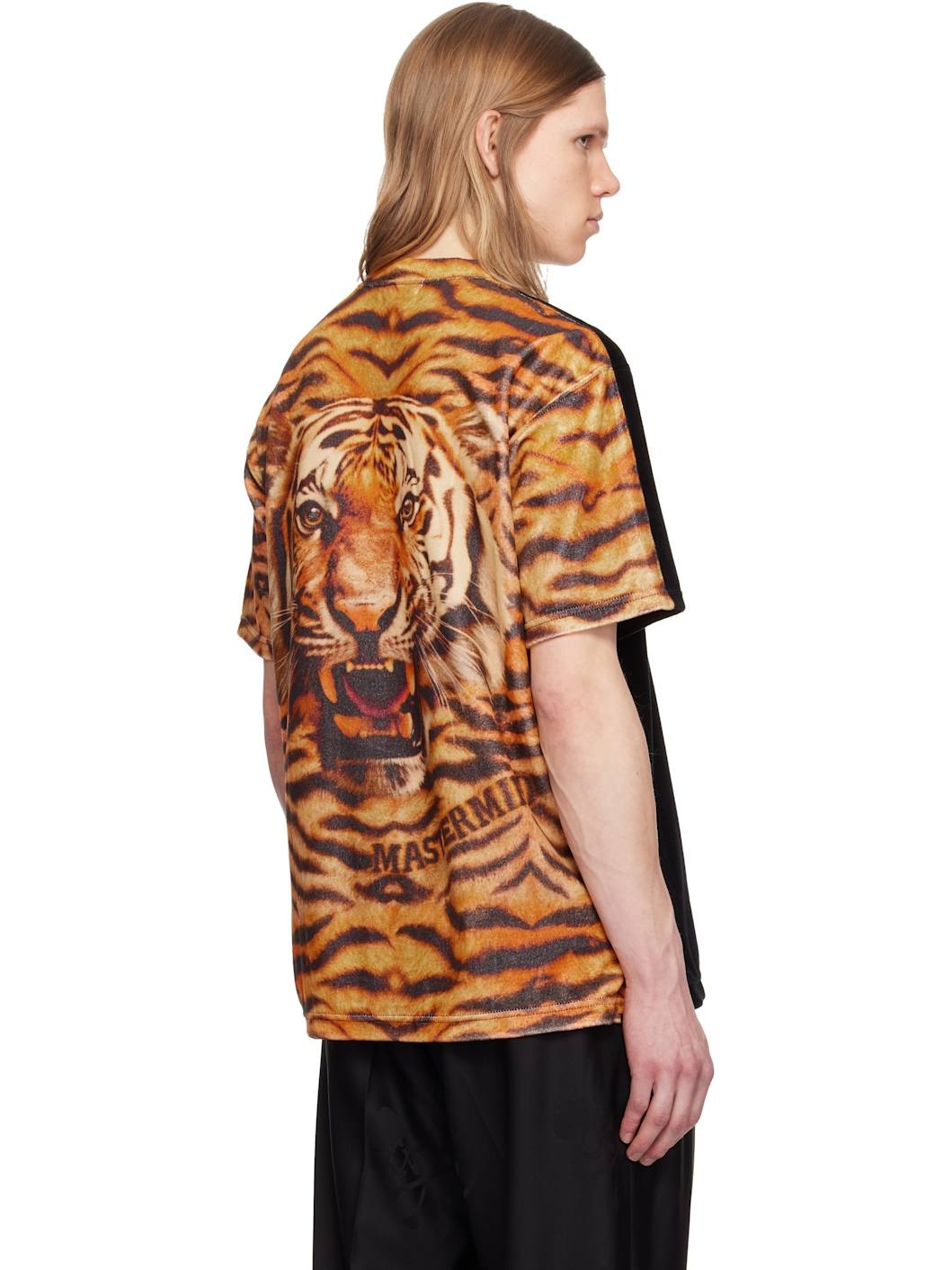 Black Regular Fit Switched Animal Velour T-shirt - 3
